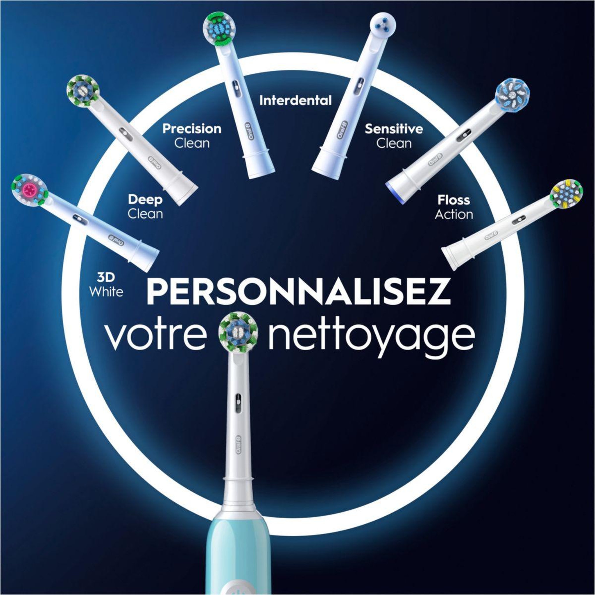 Voir la diapositive 5 : ORAL B Brosse à dents électrique pro 1 bleue cross action + 1 brossette