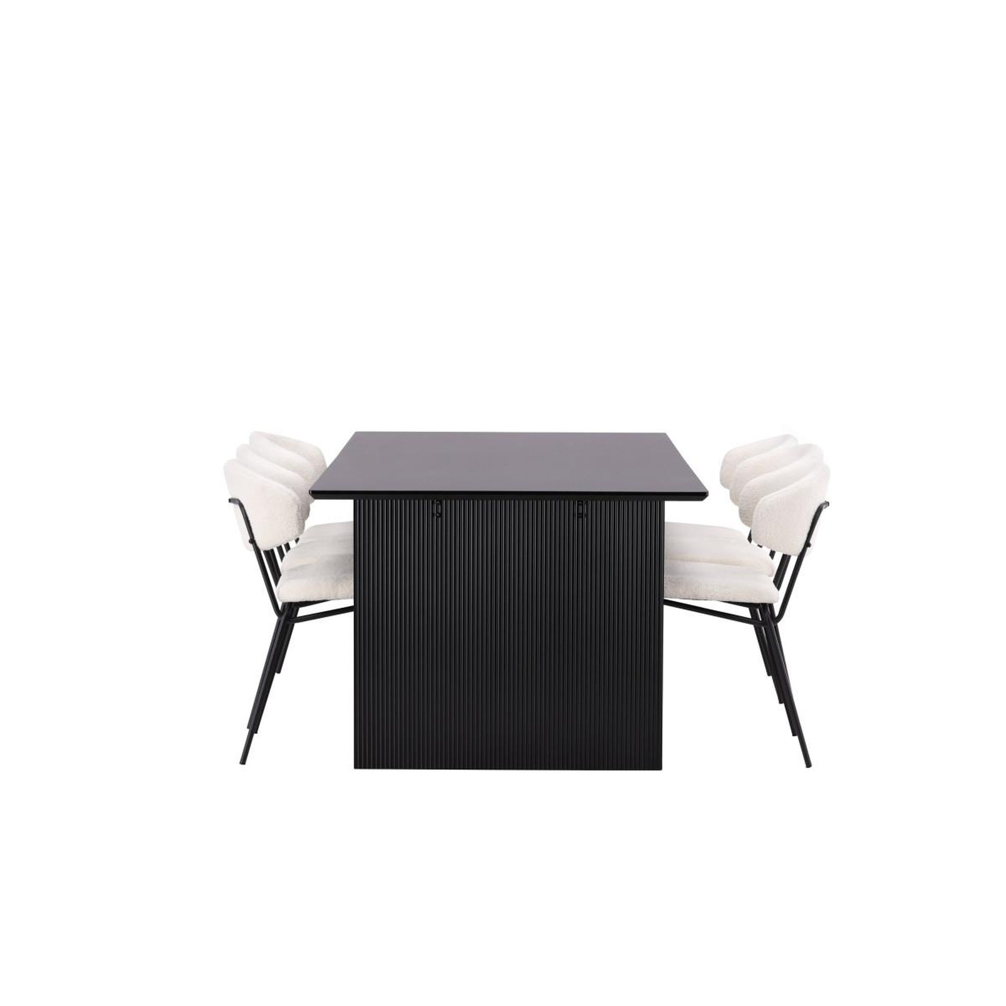 Voir la diapositive 3 : Paris Prix Ensemble table à manger & 6 chaises  vail & chico  200cm blanc crème & noir