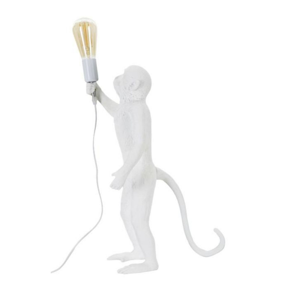Paris Prix Lampe à Poser en Résine  Singe  55cm Blanc