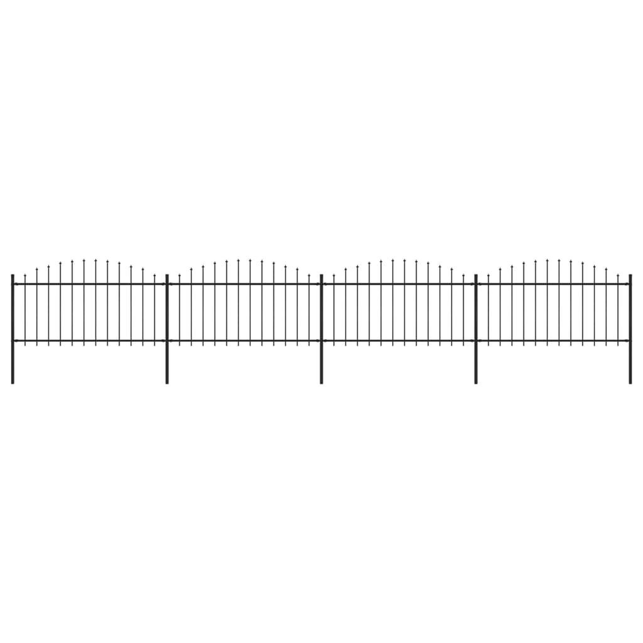 VIDAXL Cloture de jardin a dessus en lance Acier (1,25-1,5)x6,8 m Noir