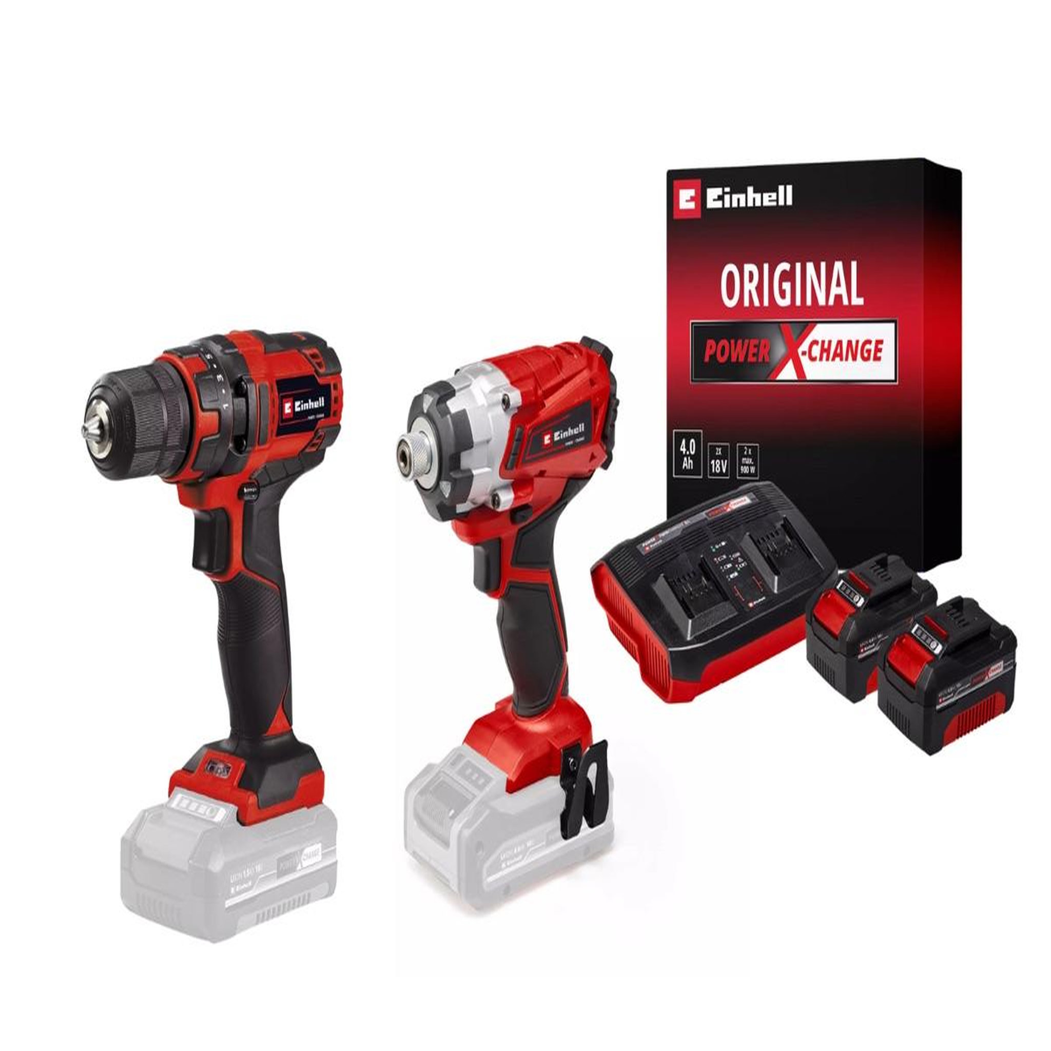 Einhell Kit vissage sans fil Einhell – Visseuse à chocs + perceuse-visseuse + 2 batteries 4.0Ah + chargeur