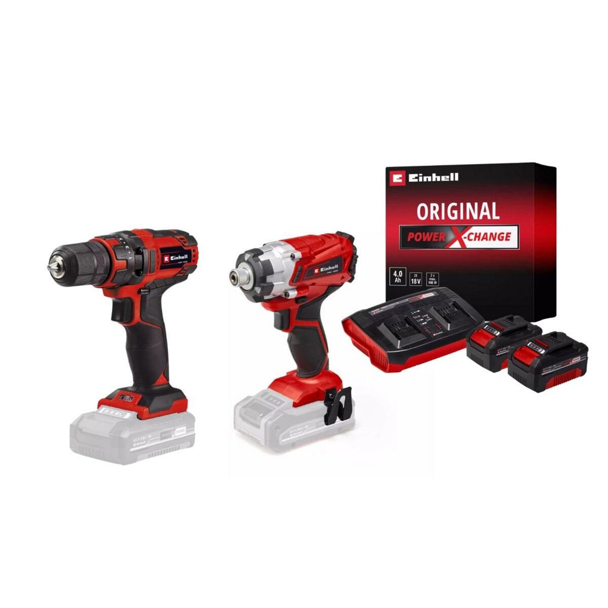 Einhell Kit vissage sans fil Einhell – Visseuse à chocs + perceuse-visseuse + 2 batteries 4.0Ah + chargeur