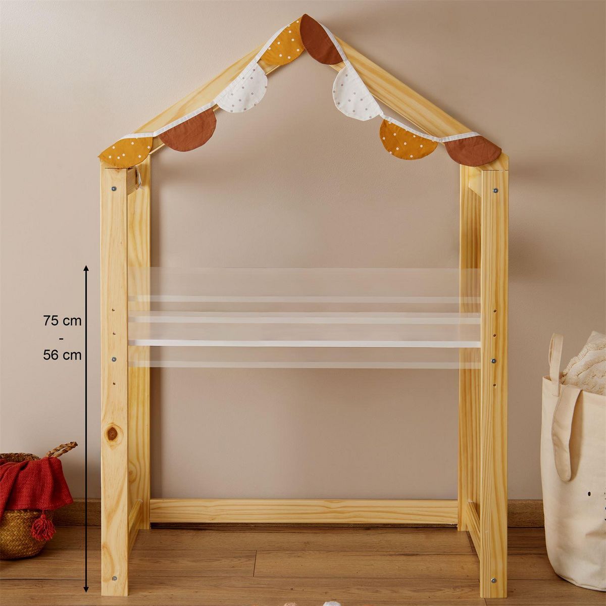 IDIMEX Bureau enfant évolutif LIA en forme de maison, en pin massif