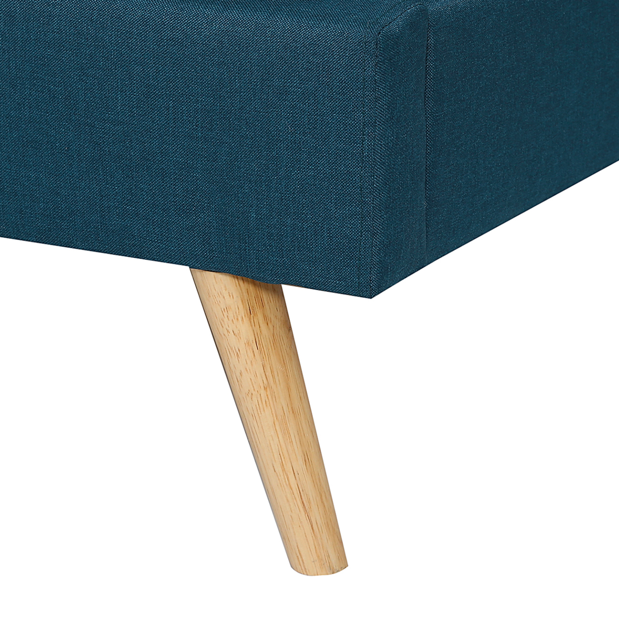 Voir la diapositive 3 : ID MARKET Lit double scandinave oslo avec tête de lit et sommier 140 x 190 cm tissu bleu canard