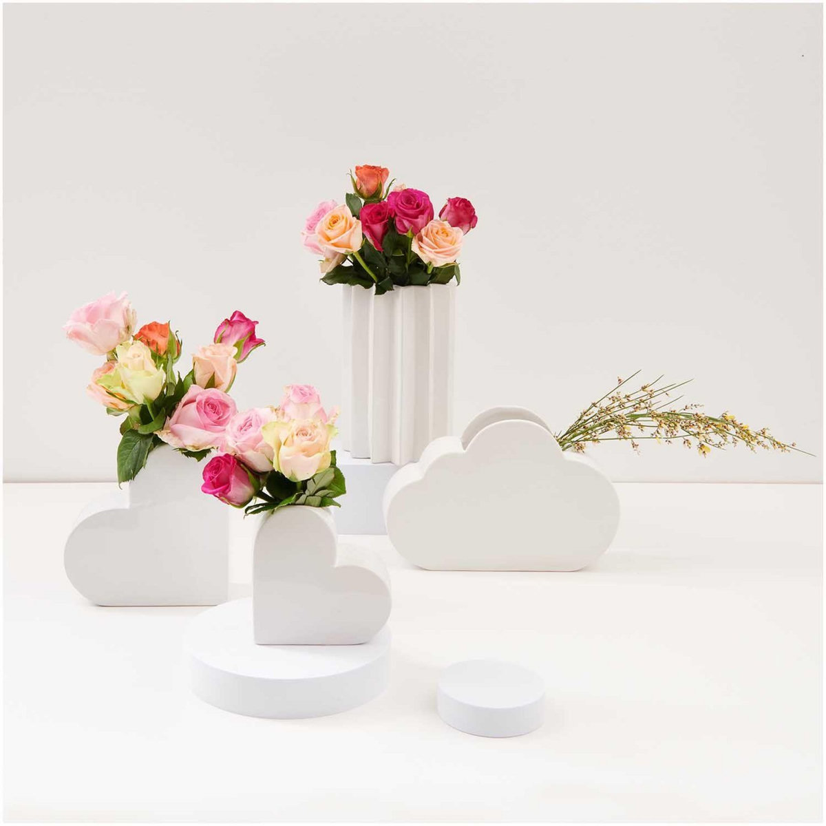 RICO DESIGN Vase en céramique soleil blanc 20 cm