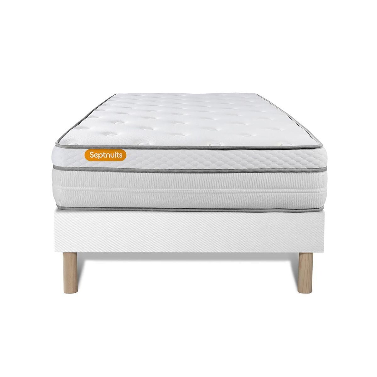 SEPTNUITS Matelas + sommier  Memo Luxe Ressorts ensachés + mémoire de forme 5 zones de confort MAXI épaisseur