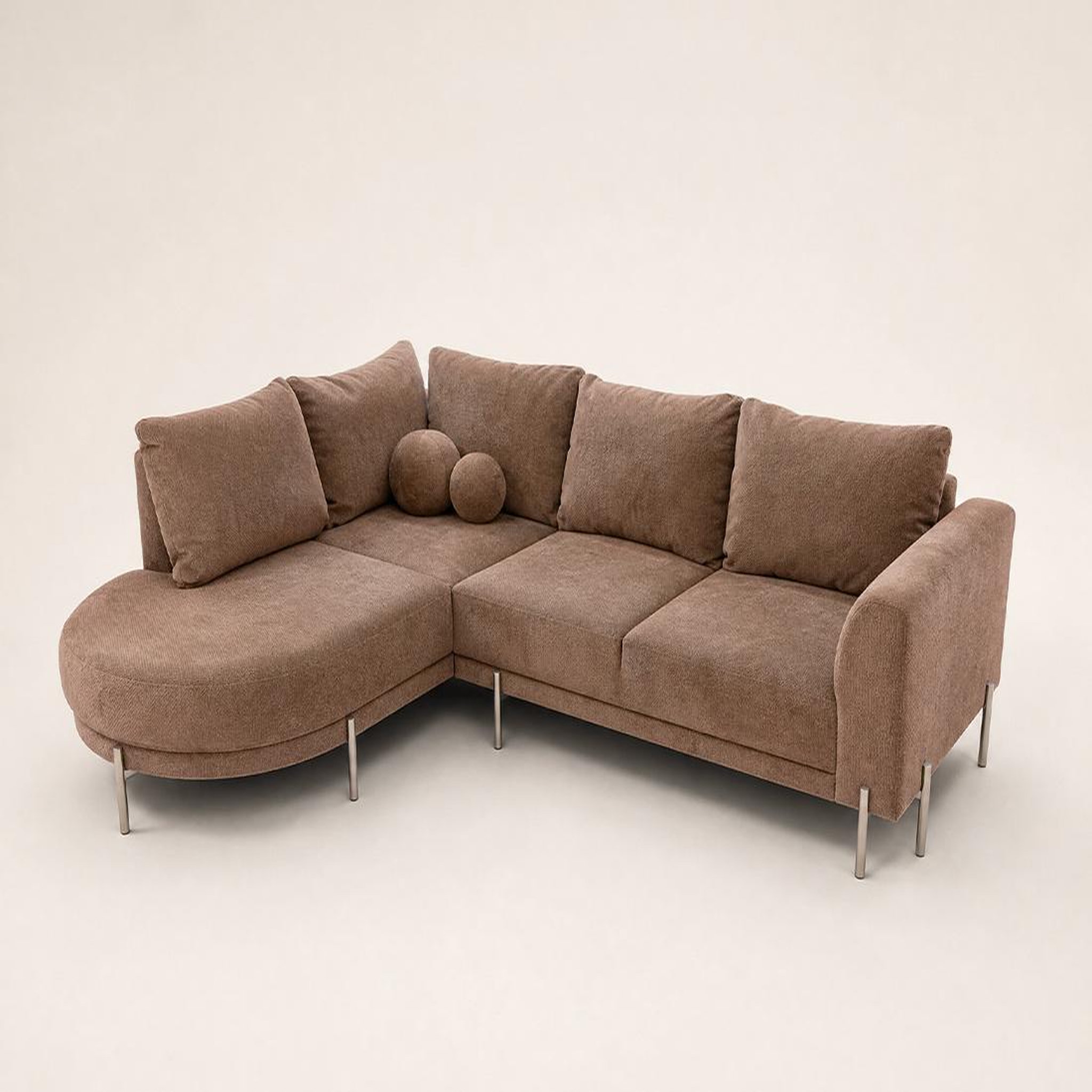 Voir la diapositive 3 : BEST MOBILIER Gabin - canapé d'angle gauche 5 places en velours texturé