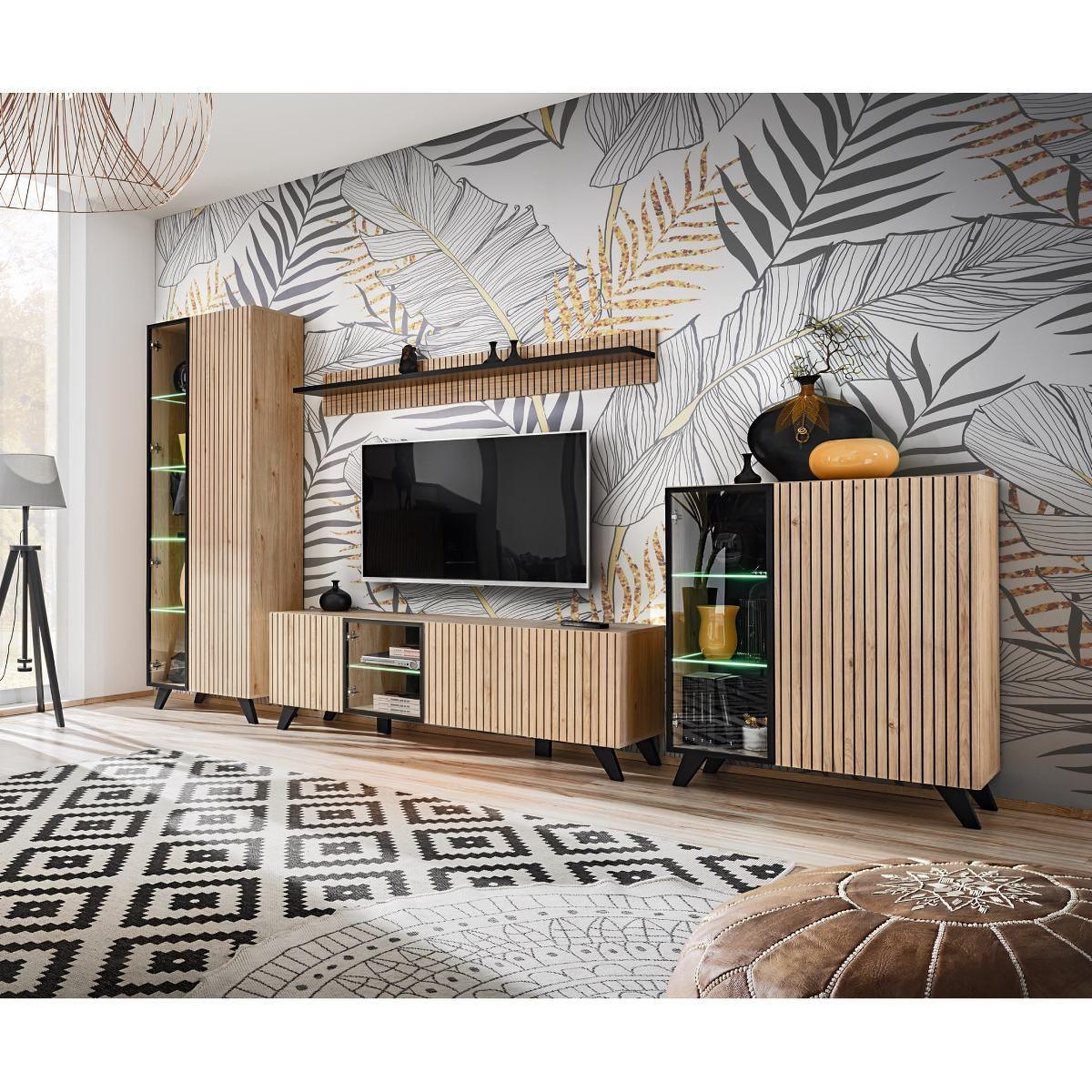 Voir la diapositive 3 : Paris Prix Vitrine led design  liam  70cm naturel & noir