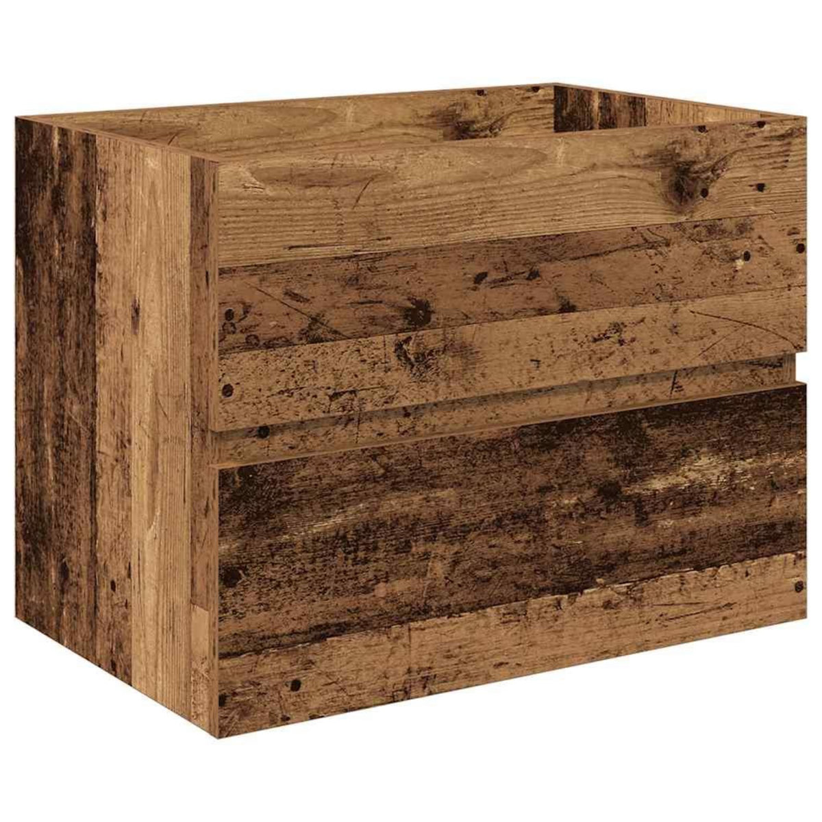 VIDAXL Meuble lavabo avec bassin et robinet integres vieux bois