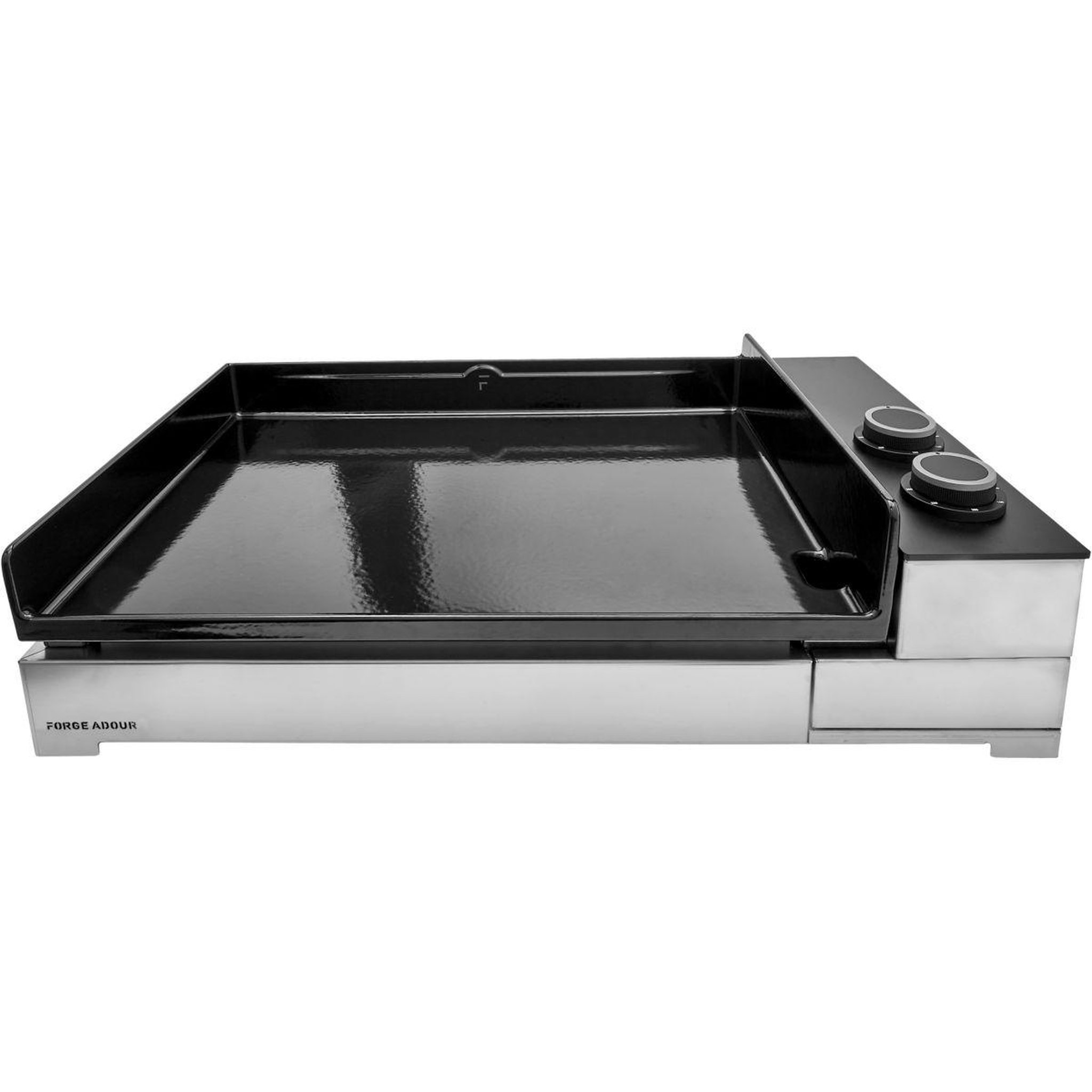 Voir la diapositive 2 : FORGE ADOUR Plancha électrique premium e60 inox 2 brûleurs à poser, 58.5x40.5 cm