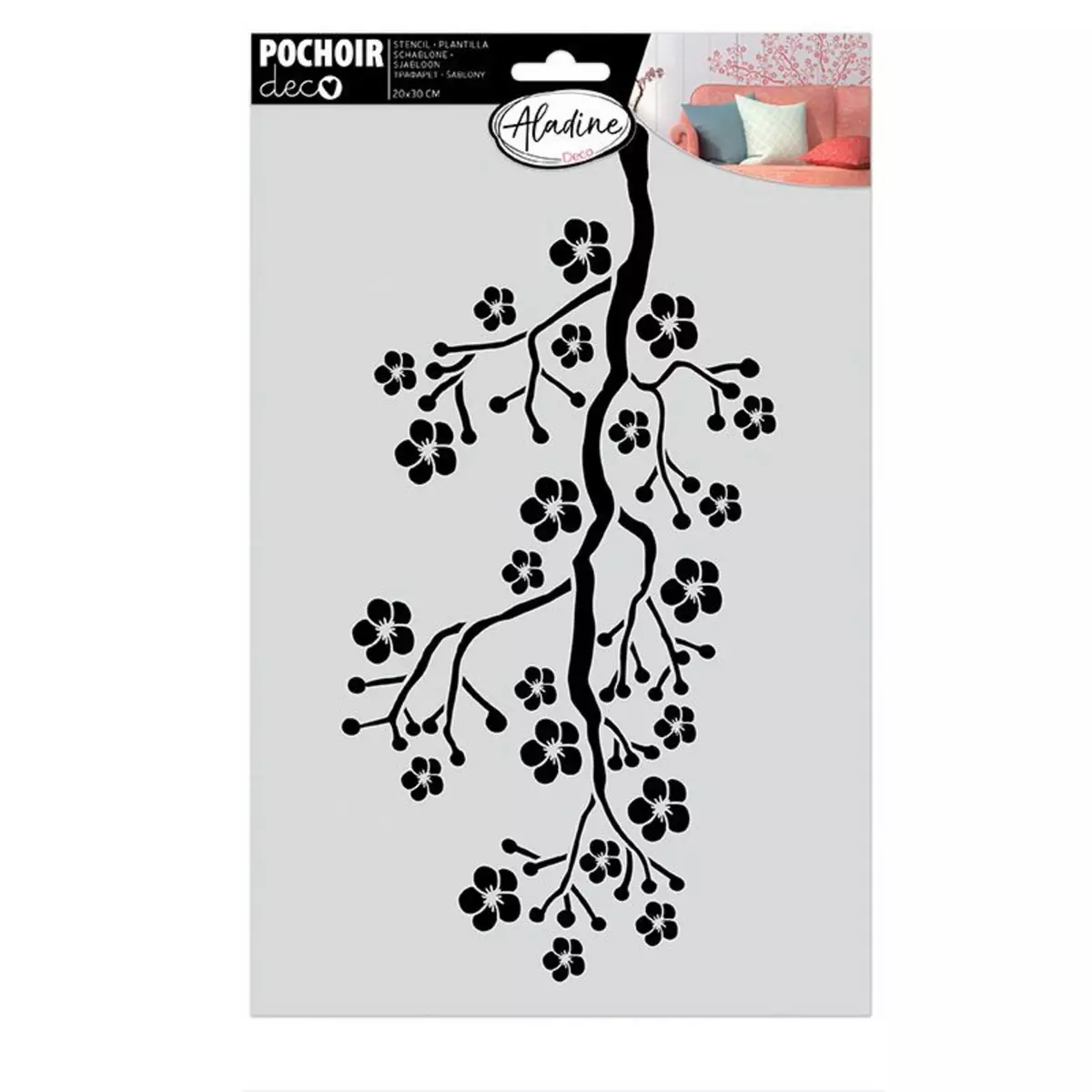 Aladine Pochoir de décoration - Branches sakura - 20 x 30 cm