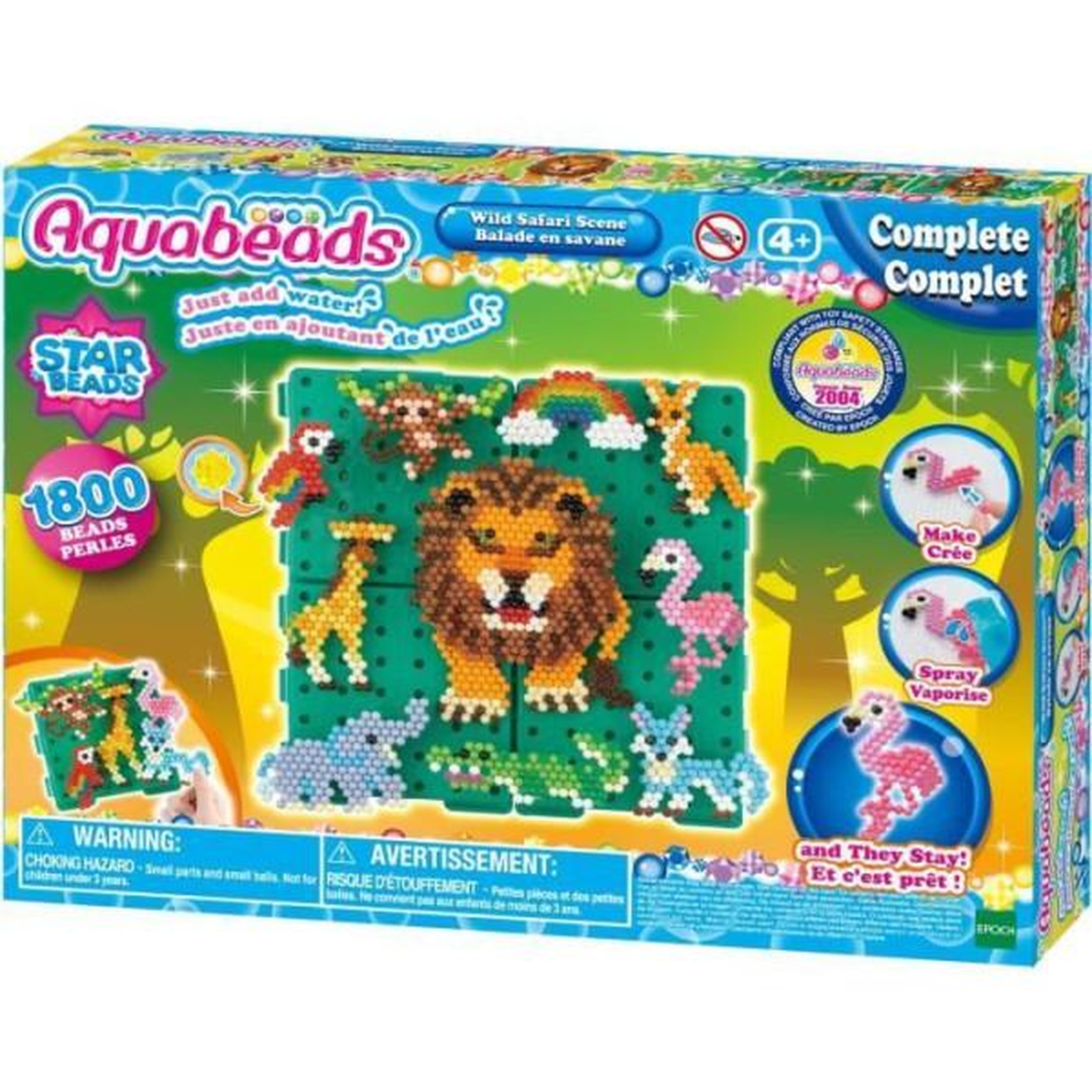 Voir la diapositive 5 : Aquabeads Coffret de perles a repasser - AQUABEADS - Balade en savane - 1000 perles et 4 bases de création incluses