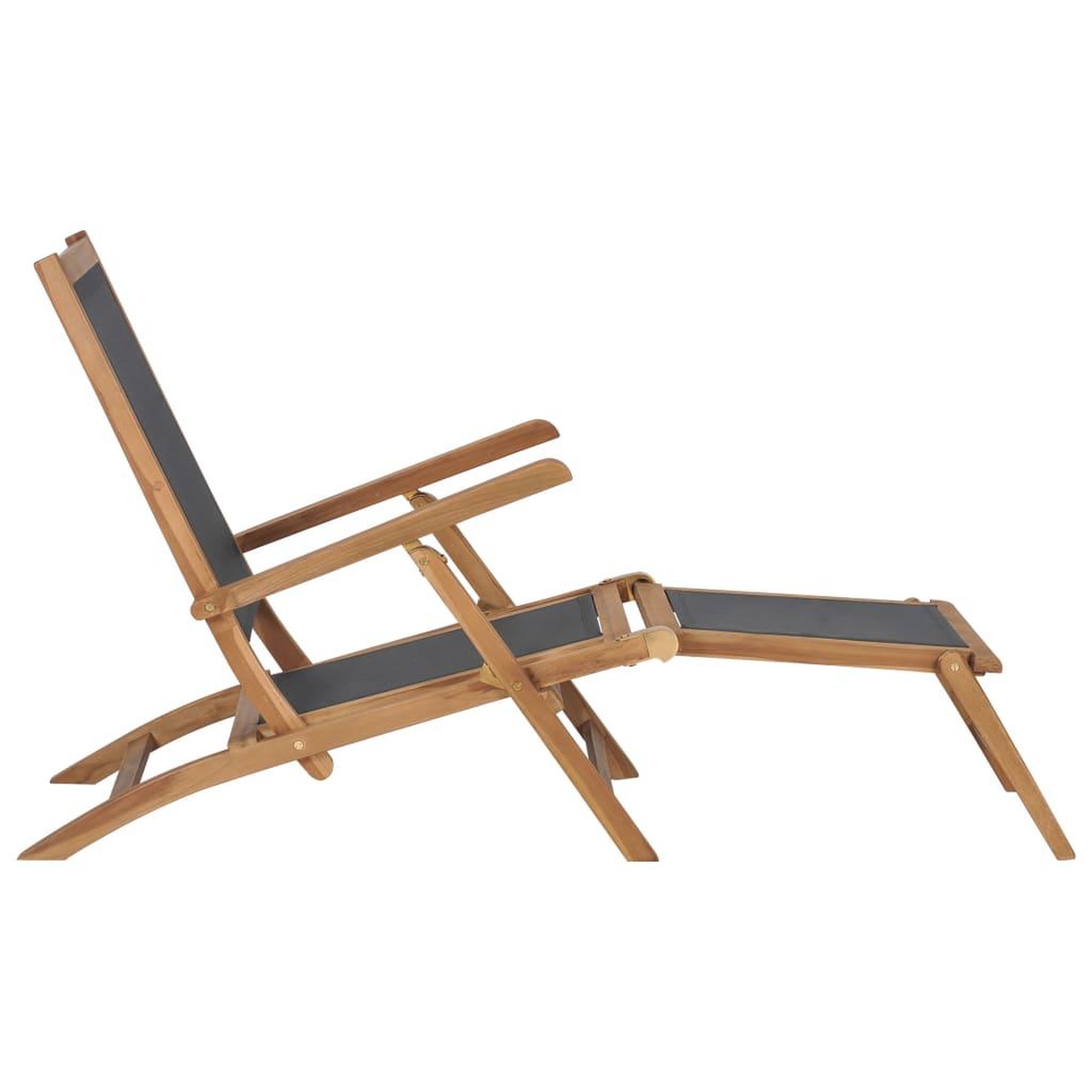 Voir la diapositive 2 : VIDAXL Chaise de terrasse avec repose-pied Bois de teck solide Noir