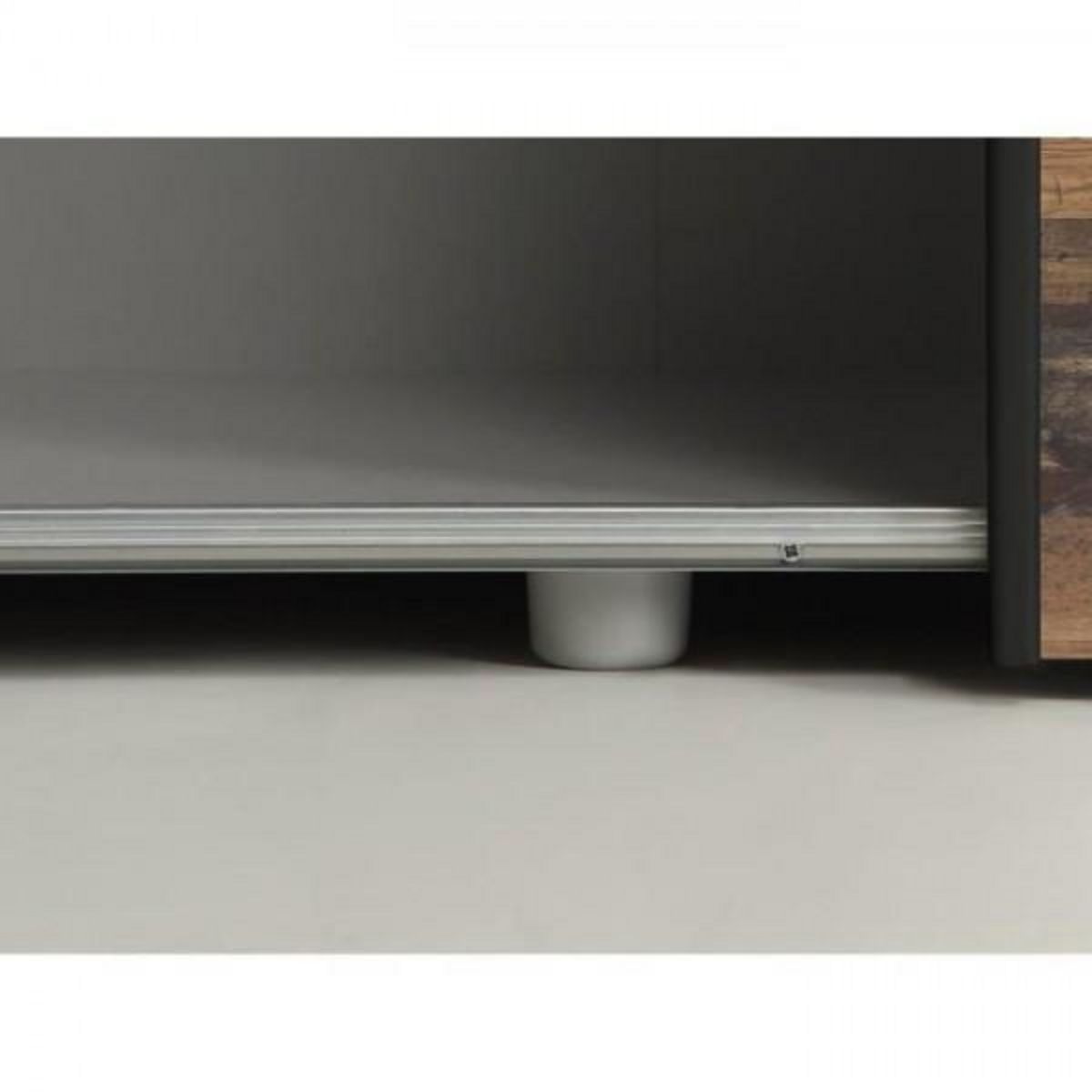 MARKET24 Armoire 2 portes coulissantes multifonction - Panneaux de particules - Bois et béton gris - L 120 x P 41,6 x H 190,5 cm - OZZUL