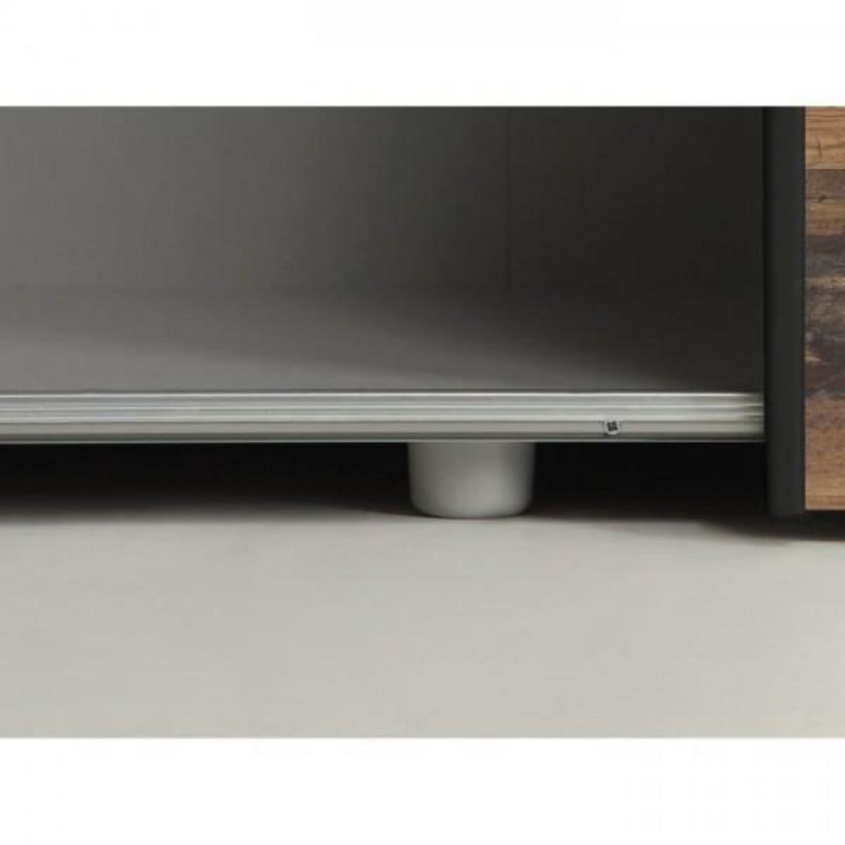 MARKET24 Armoire 2 portes coulissantes multifonction - Panneaux de particules - Bois et béton gris - L 120 x P 41,6 x H 190,5 cm - OZZUL