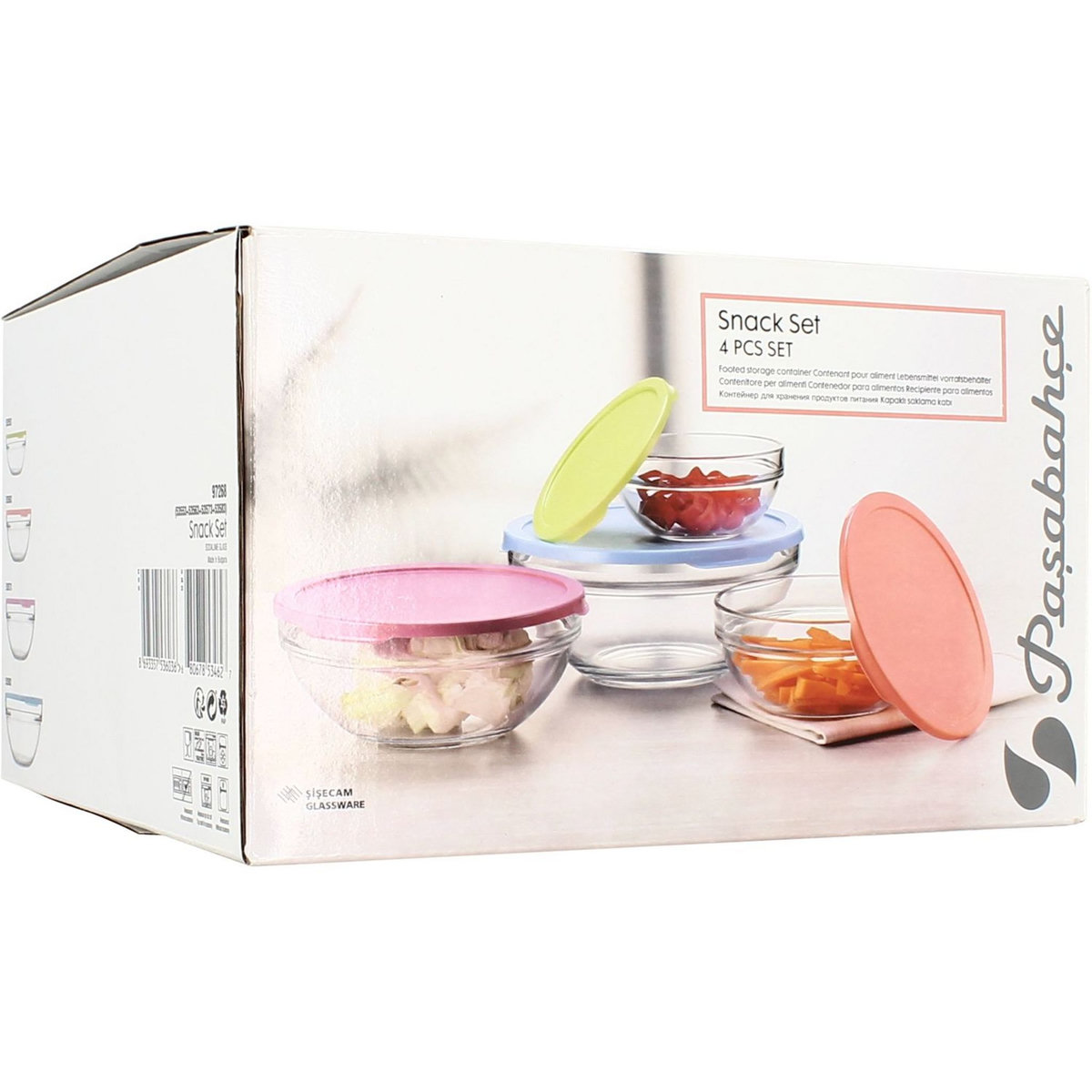 Set 4 saladiers en verre + couvercle