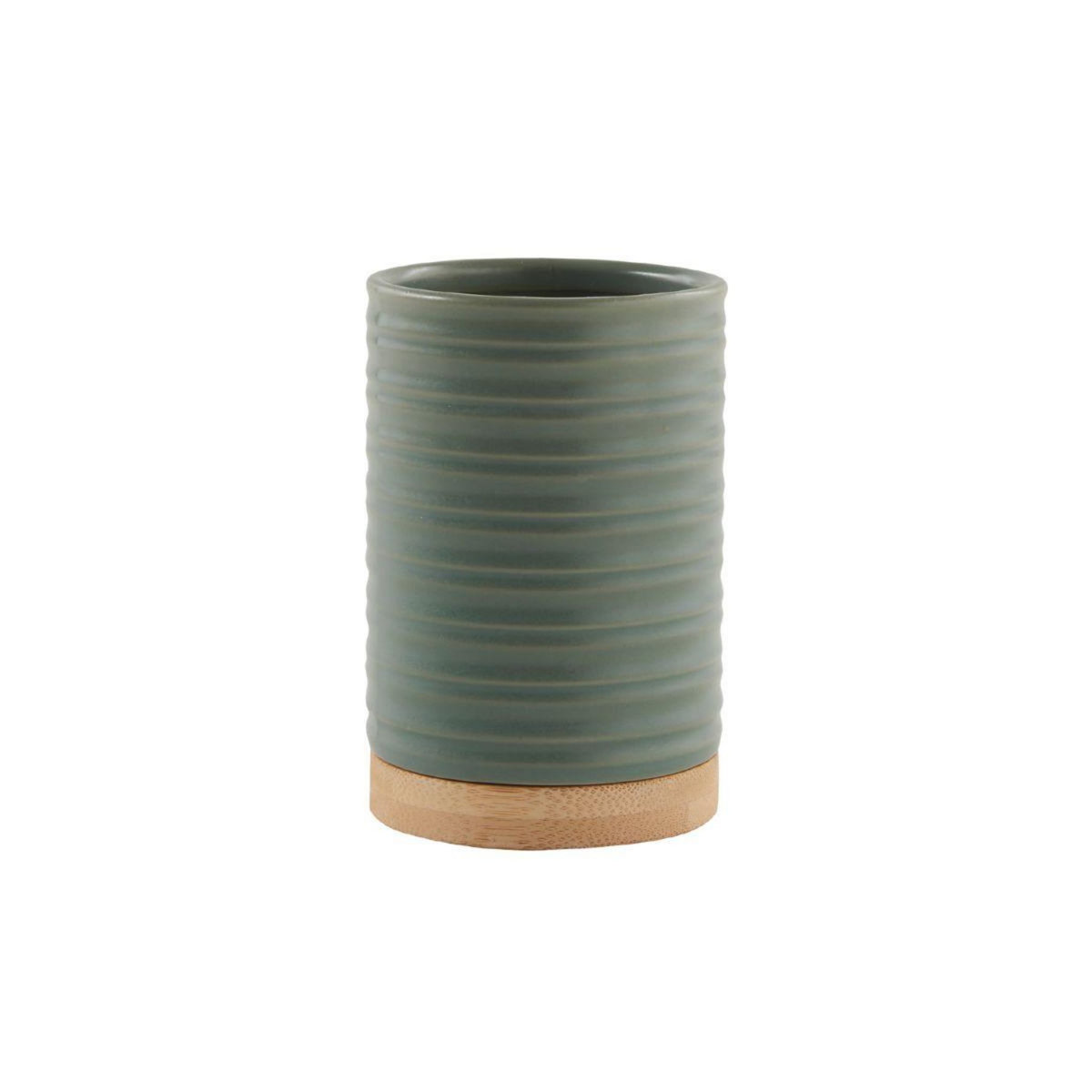 GUY LEVASSEUR Set salle de bain strié 4 pièces céramique vert sauge