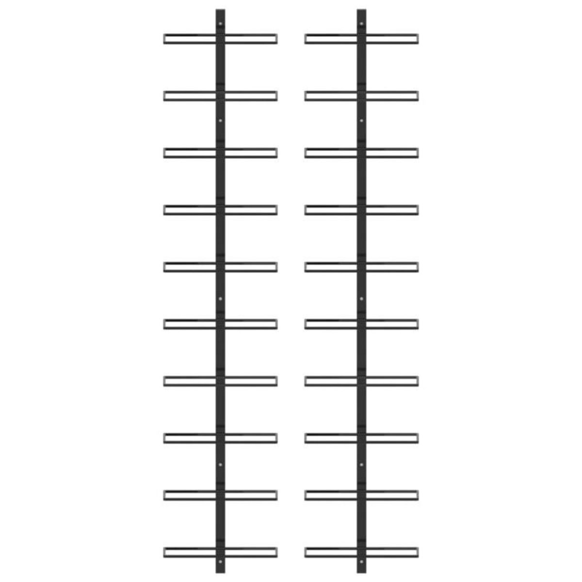 VIDAXL Casiers à bouteilles muraux pour 20 bouteilles 2 pcs Noir Métal