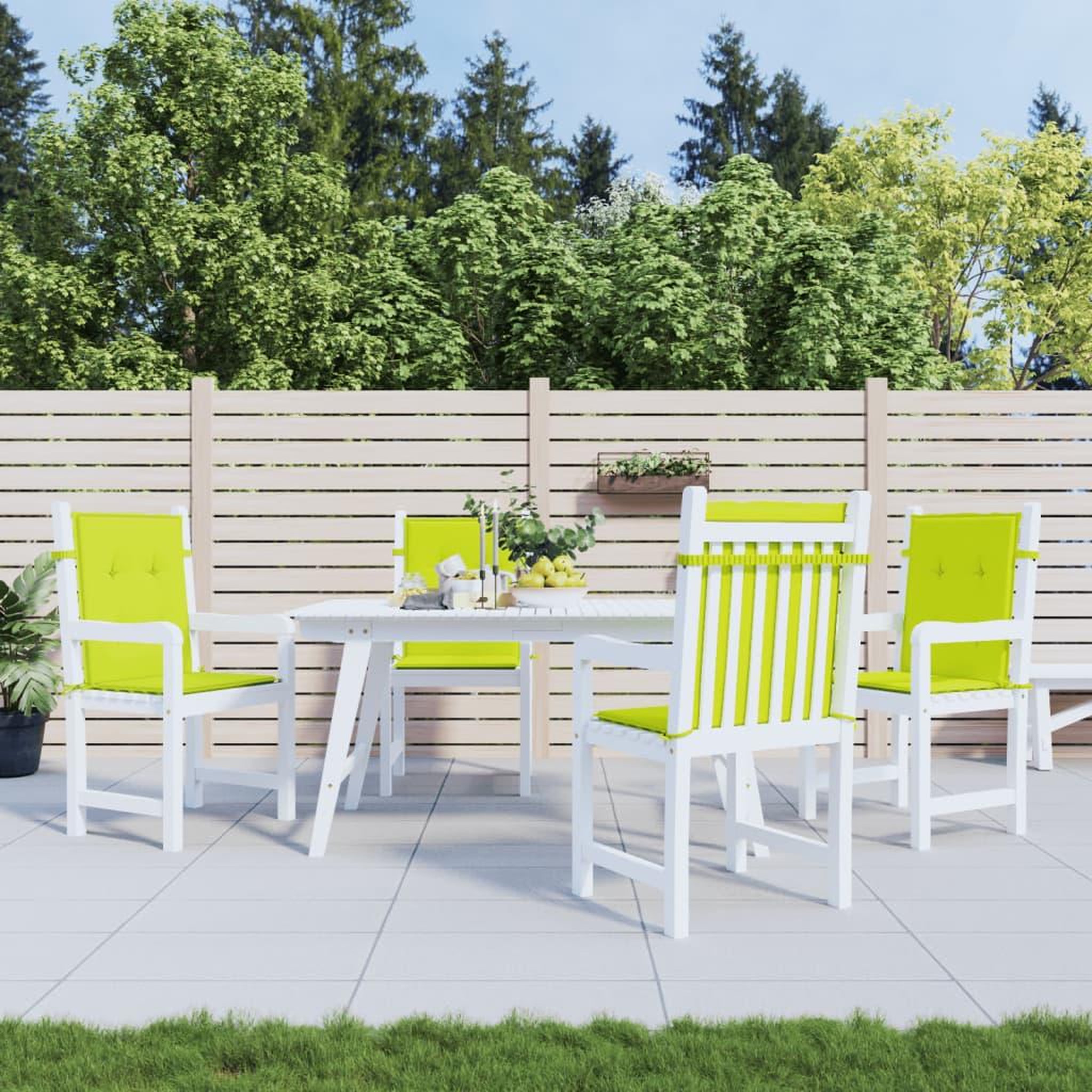 VIDAXL Coussins de chaise de jardin a dossier bas lot de 4 vert vif