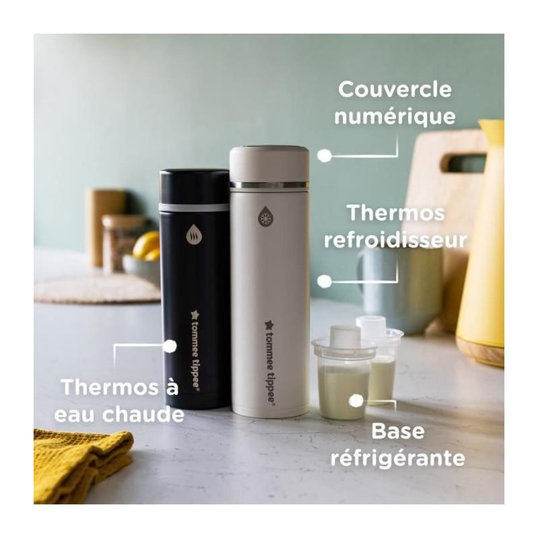 Voir la diapositive 2 : TOMMEE TIPPEE TOMMEE TIPPEE Kit de préparation biberon GoPrep, 2 minutes, thermos refroidisseur, température sur écran LED