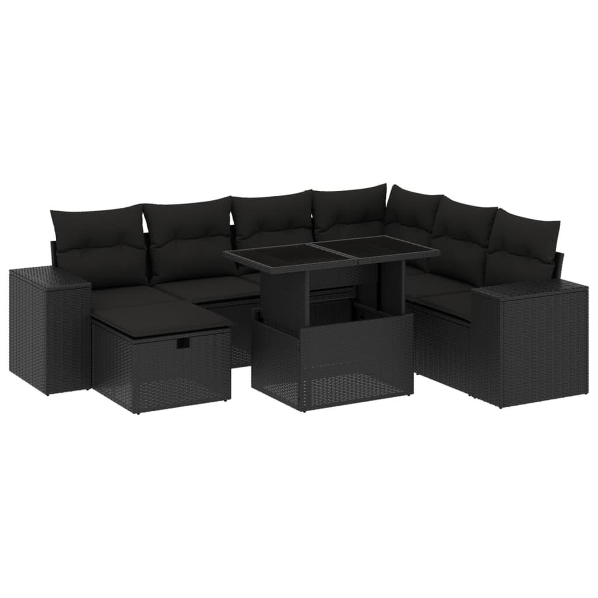 Voir la diapositive 2 : VIDAXL Salon de jardin 8 pcs avec coussins noir resine tressee