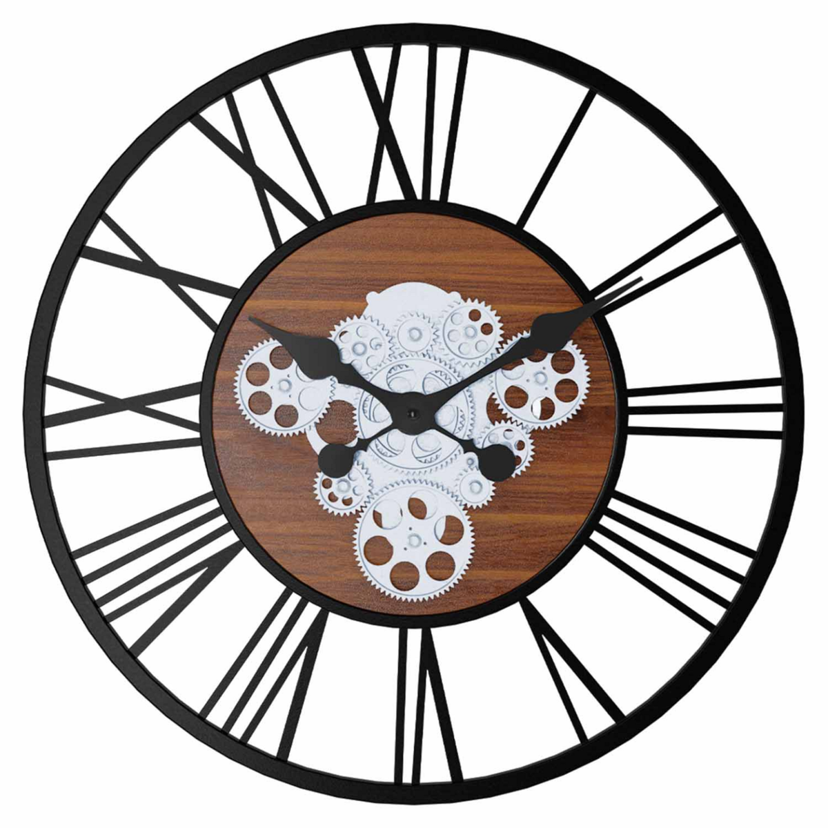 ID MARKET Horloge murale 60 cm avec engrenages design industriel