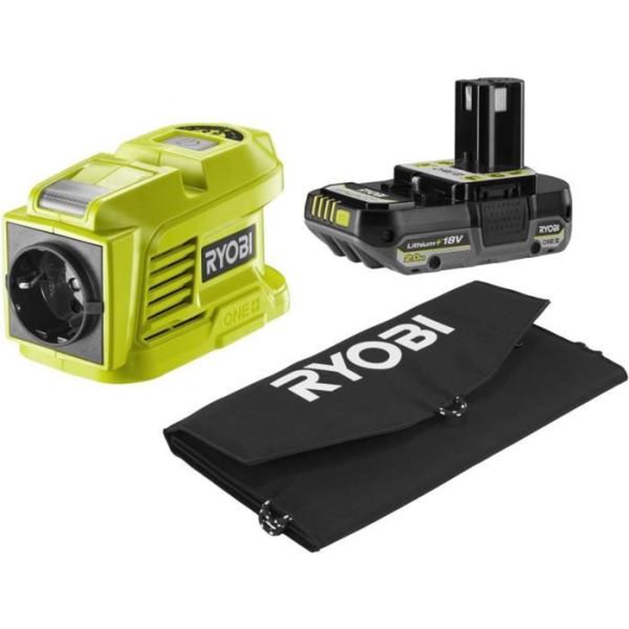 Voir la diapositive 1 : Ryobi Kit voyage - RYOBI - Panneau Solaire 21 W + Transformateur / chargeur RY18BI150B-0 + 1 batterie lithium+ 18 V 2,0 Ah