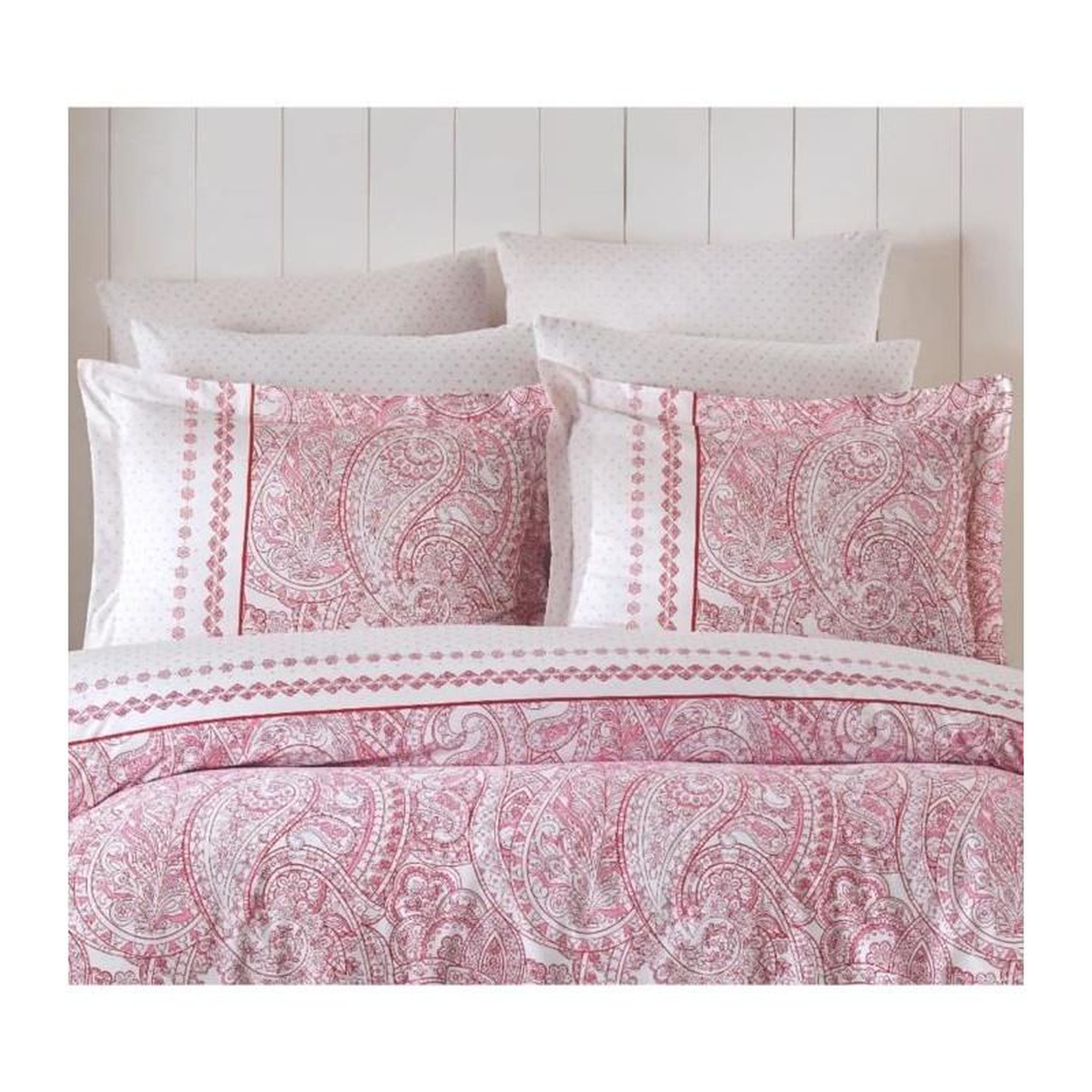 Voir la diapositive 4 : GENERIQUE Parure de lit - 1 housse de couette 220 x 240 cm + 2 taies d'oreiller 60 x 60 cm - 100% coton renforcé - Rose
