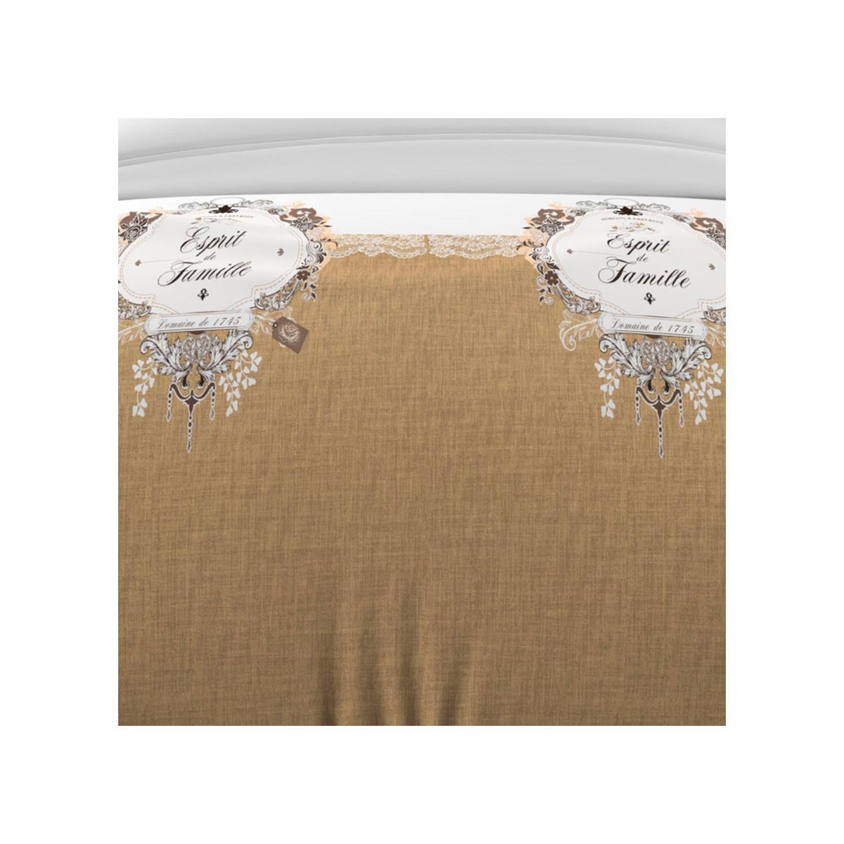 SOLEIL D'OCRE Parure housse de couette 140x200 cm en coton 57 Fils ESPRIT DE FAMILLE taupe, par Soleil d'ocre