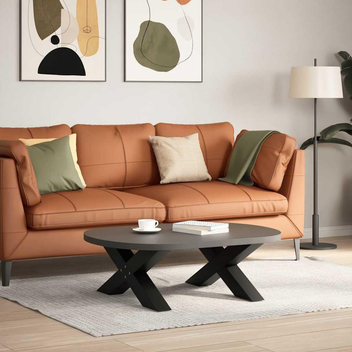 VIDAXL Pieds de table basse forme de X 2 pcs noir 70x(30-31) cm acier