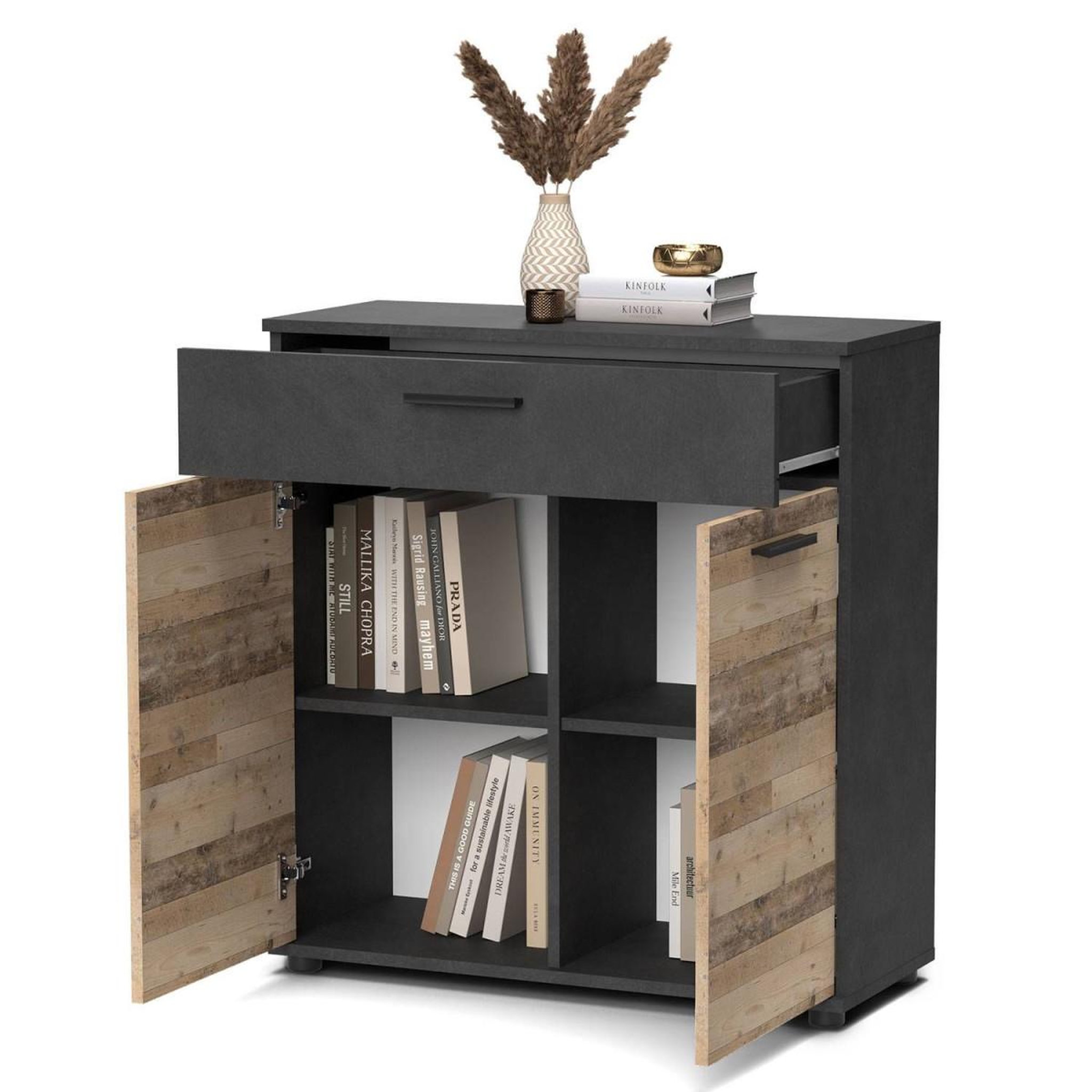 Voir la diapositive 4 : Paris Prix Buffet 2 Portes & 1 Tiroir  Bernard  85cm Naturel