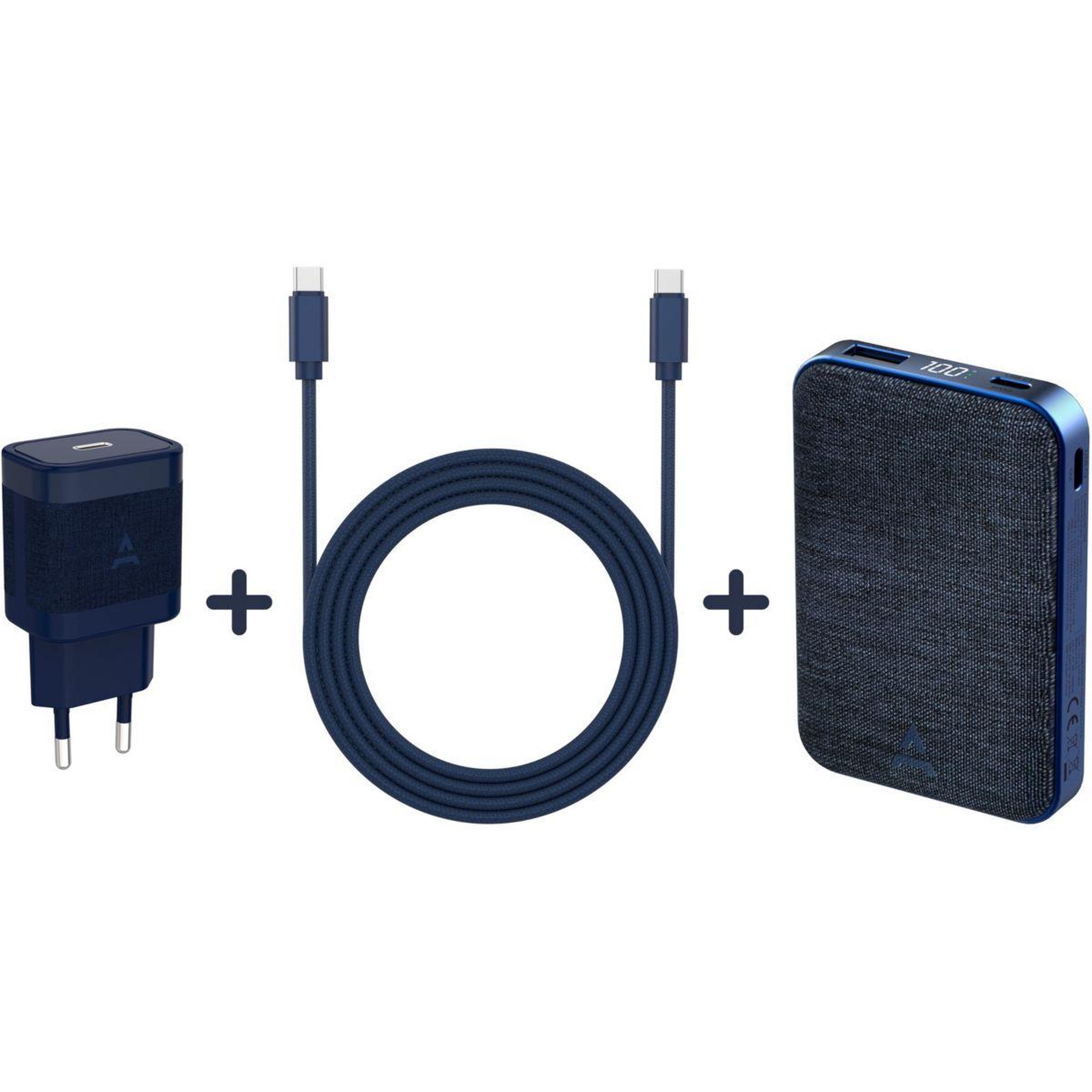 Voir la diapositive 1 : ADEQWAT Pack Powerbank + chargeur 30W + cable USB-C