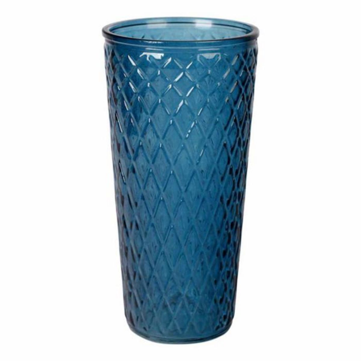 Paris Prix Vase Déco en Verre  Relief Losange  30cm Bleu Indigo