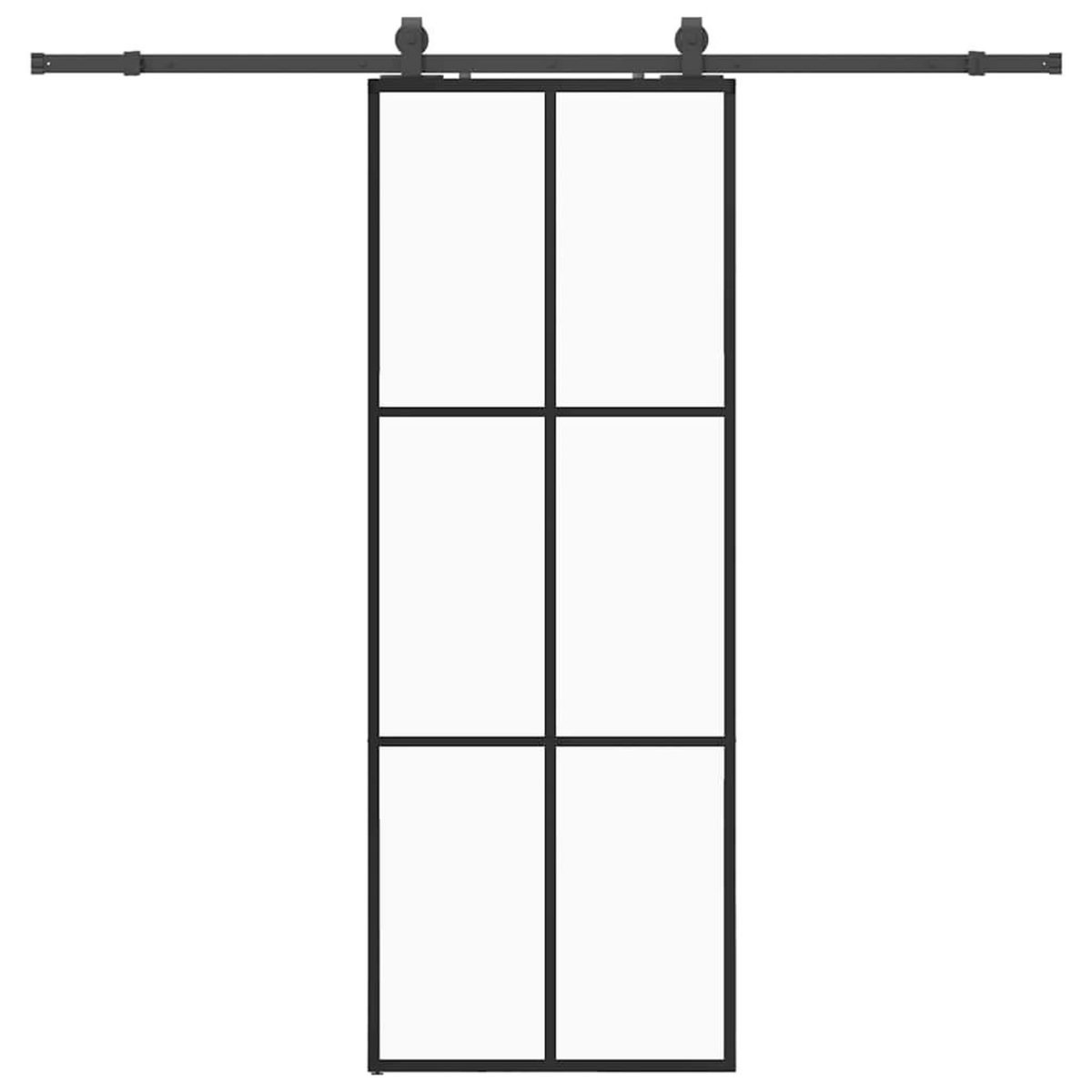 VIDAXL Porte coulissante kit de quincaillerie noir 76x205 cm verre ESG