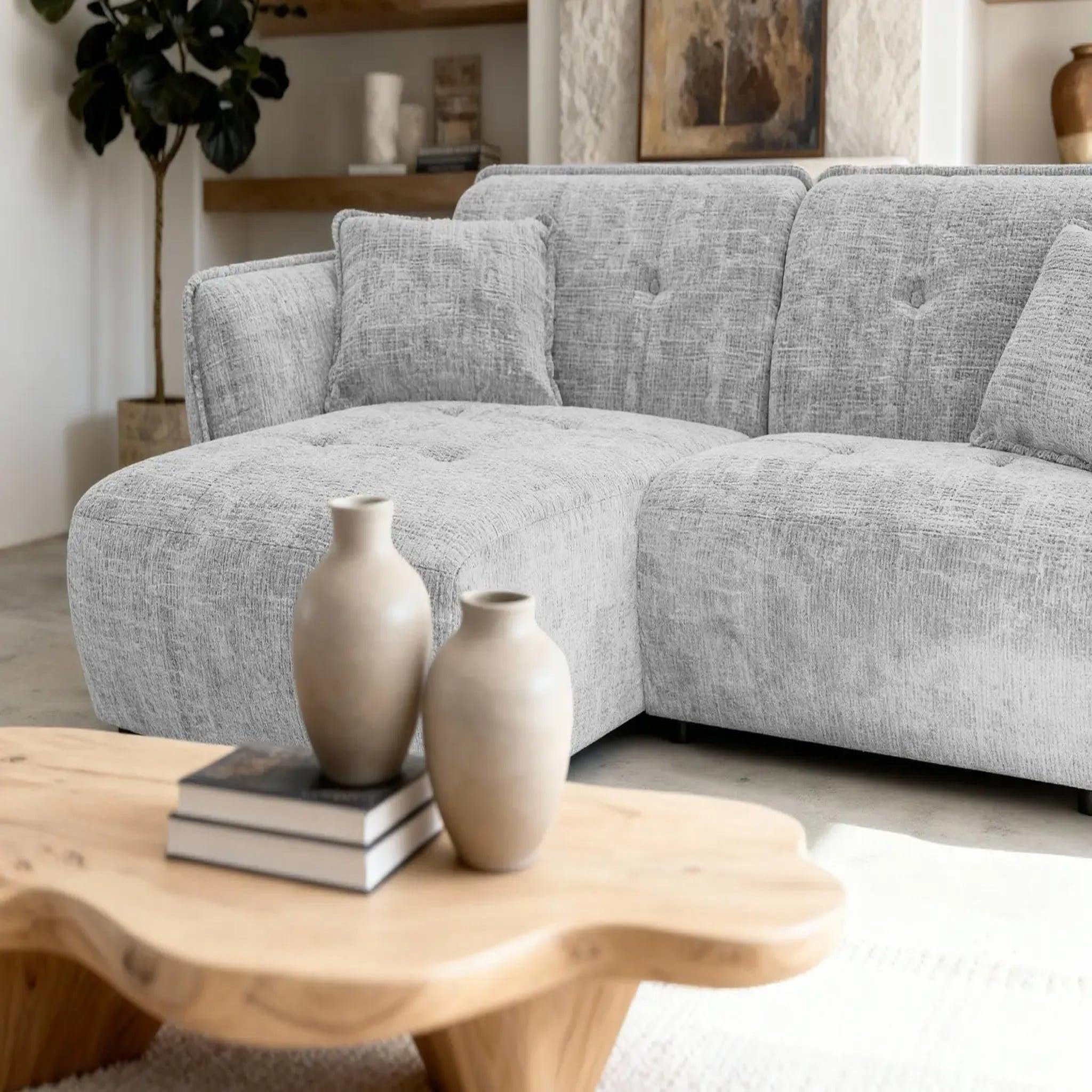 Voir la diapositive 4 : CASANOVA PARIS Mona - canapé d'angle tissu chenille 4 places droit