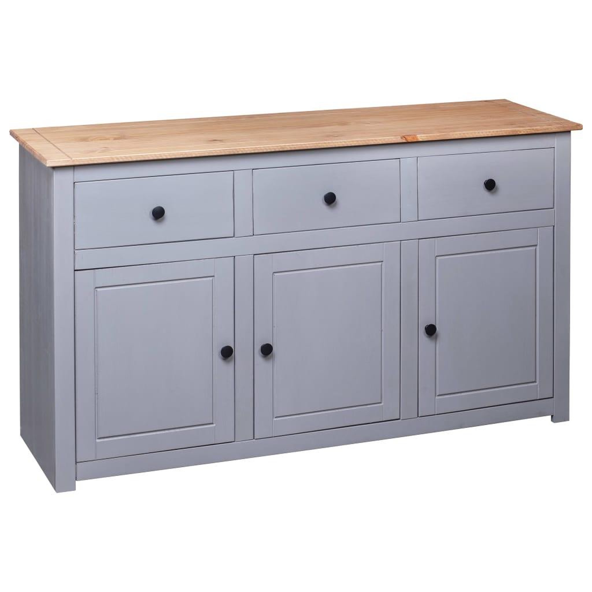 Voir la diapositive 5 : VIDAXL Buffet Gris 135x40x80 cm Pin solide Assortiment Panama