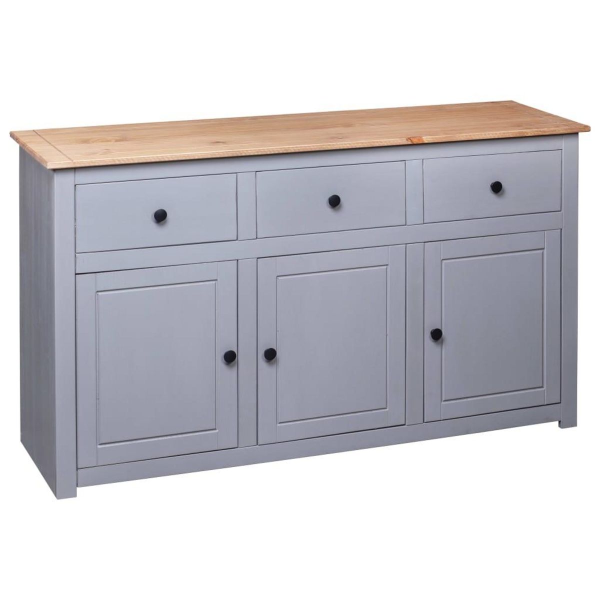 VIDAXL Buffet Gris 135x40x80 cm Pin solide Assortiment Panama