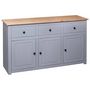 Voir la diapositive 5 : VIDAXL Buffet Gris 135x40x80 cm Pin solide Assortiment Panama