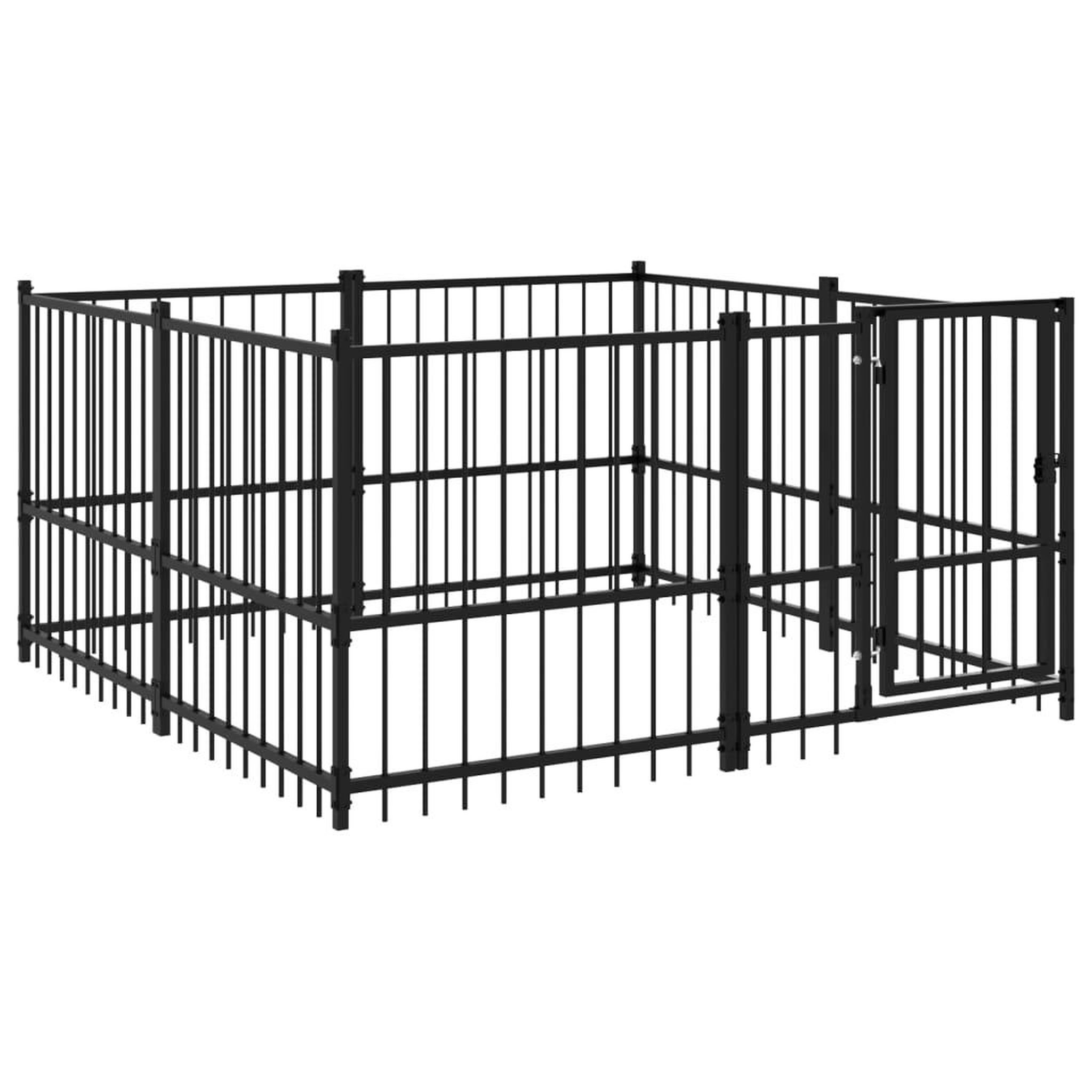 Voir la diapositive 2 : VIDAXL Chenil d'exterieur pour chiens Acier 3,75 m^2