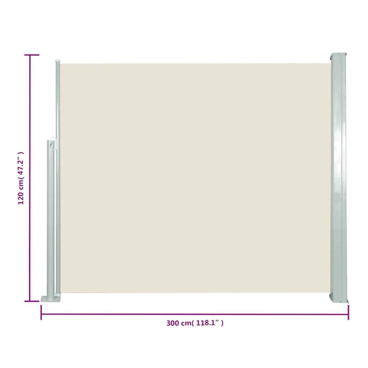 VIDAXL Auvent lateral retractable 120 x 300 cm Blanc casse