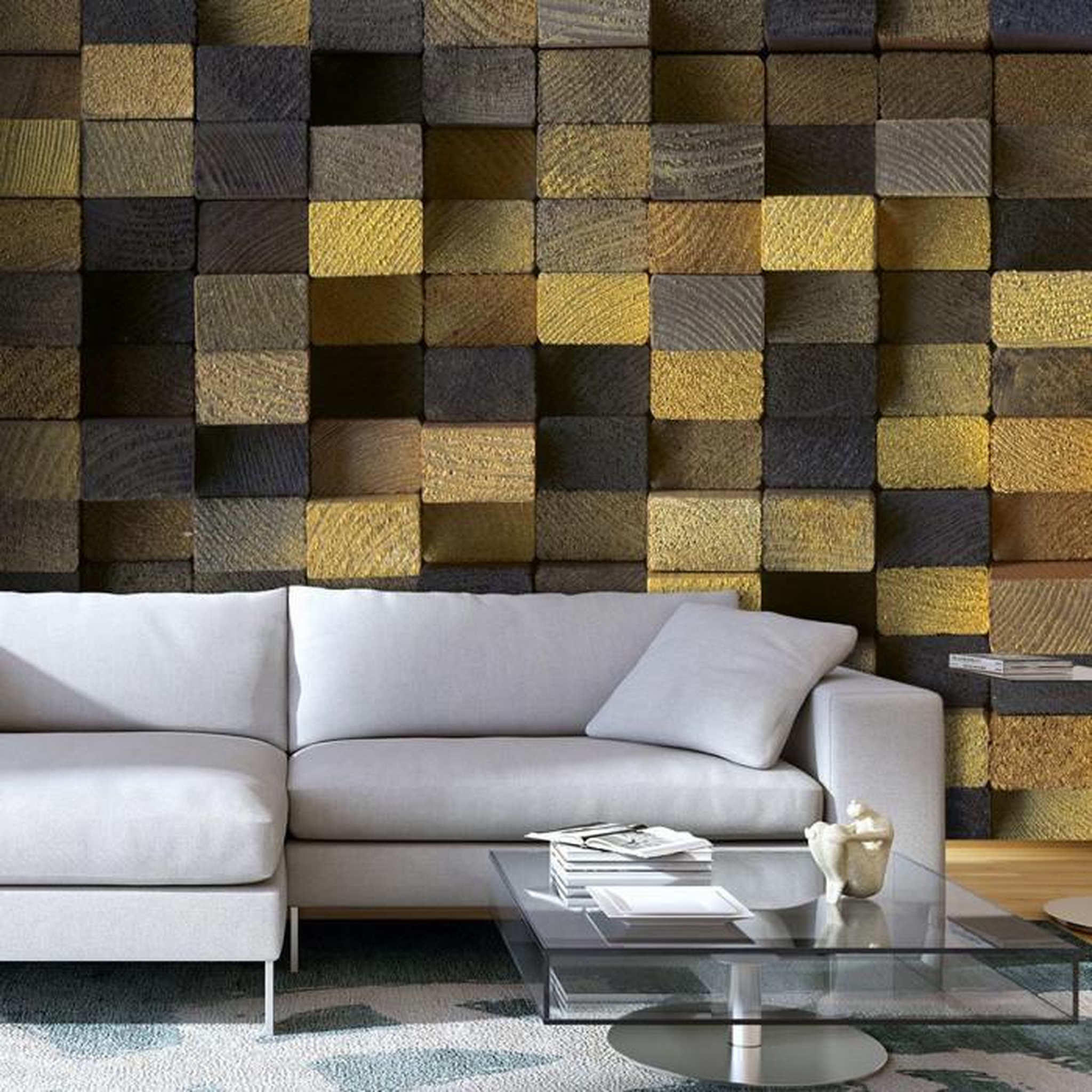 Paris Prix Papier Peint  Wooden Cubes. Coloris disponibles : Multicolore