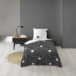 Paris Prix Parure de Lit 2 Pièces Réversible  Sonate  140x200cm Gris