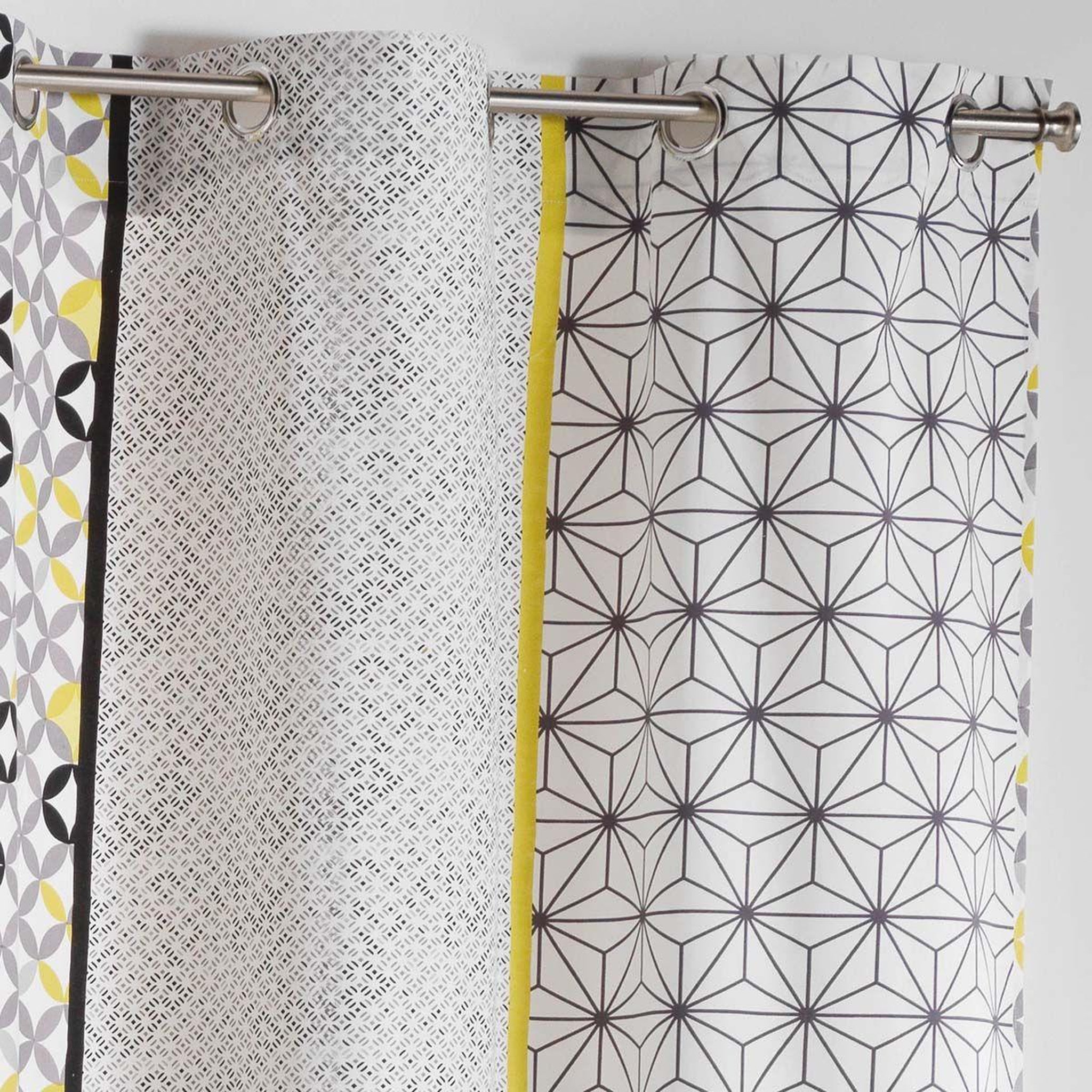 Voir la diapositive 2 : Douceur d'Intérieur Rideau  remix  140x240cm gris & jaune