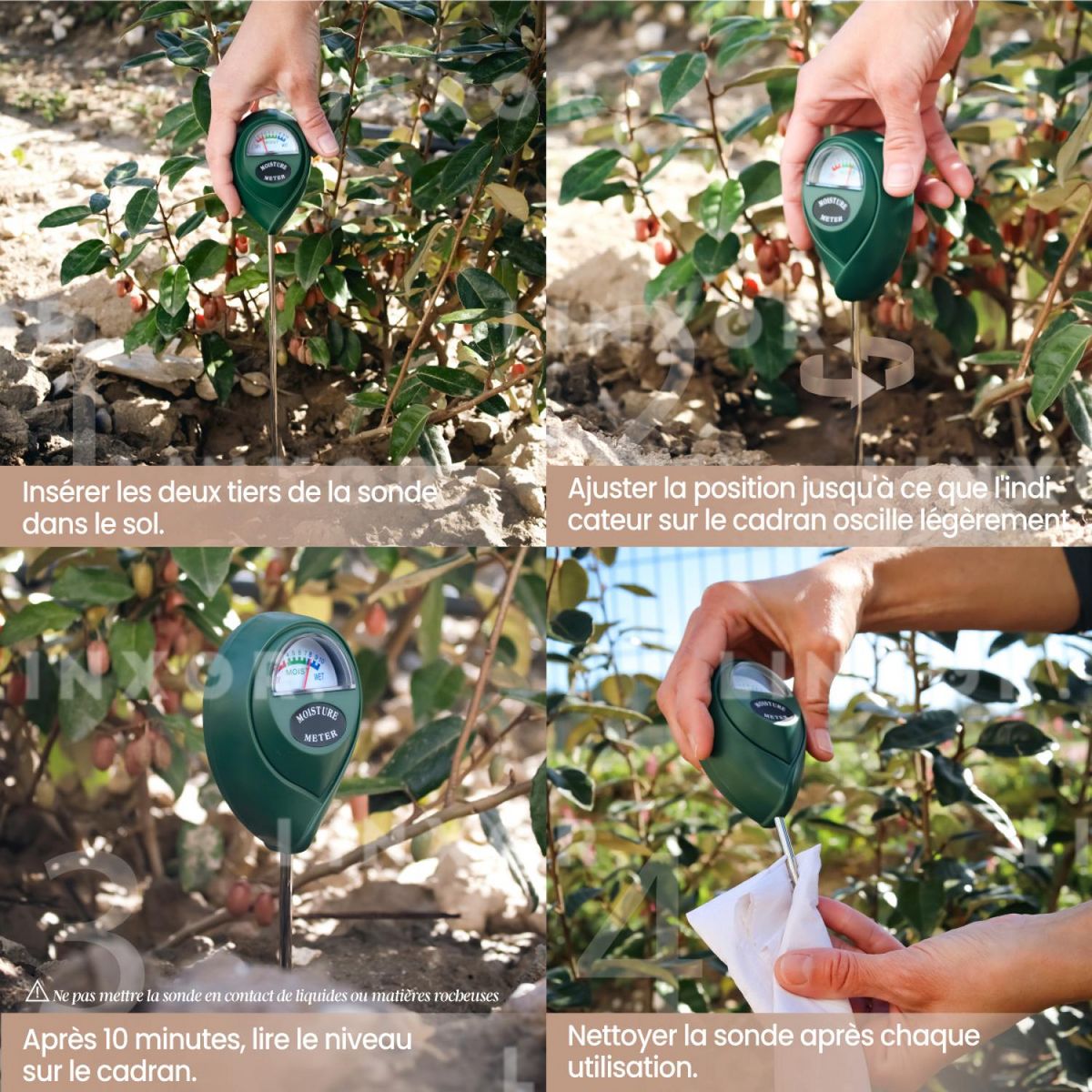 LINXOR Testeur, capteur d'humidité, hygromètre pour plante ou sol