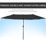 Voir la diapositive 3 : OUTSUNNY Parasol de jardin XXL parasol grande taille 4,6L x 2,7l x 2,4H m ouverture fermeture manivelle acier polyester haute densité noir