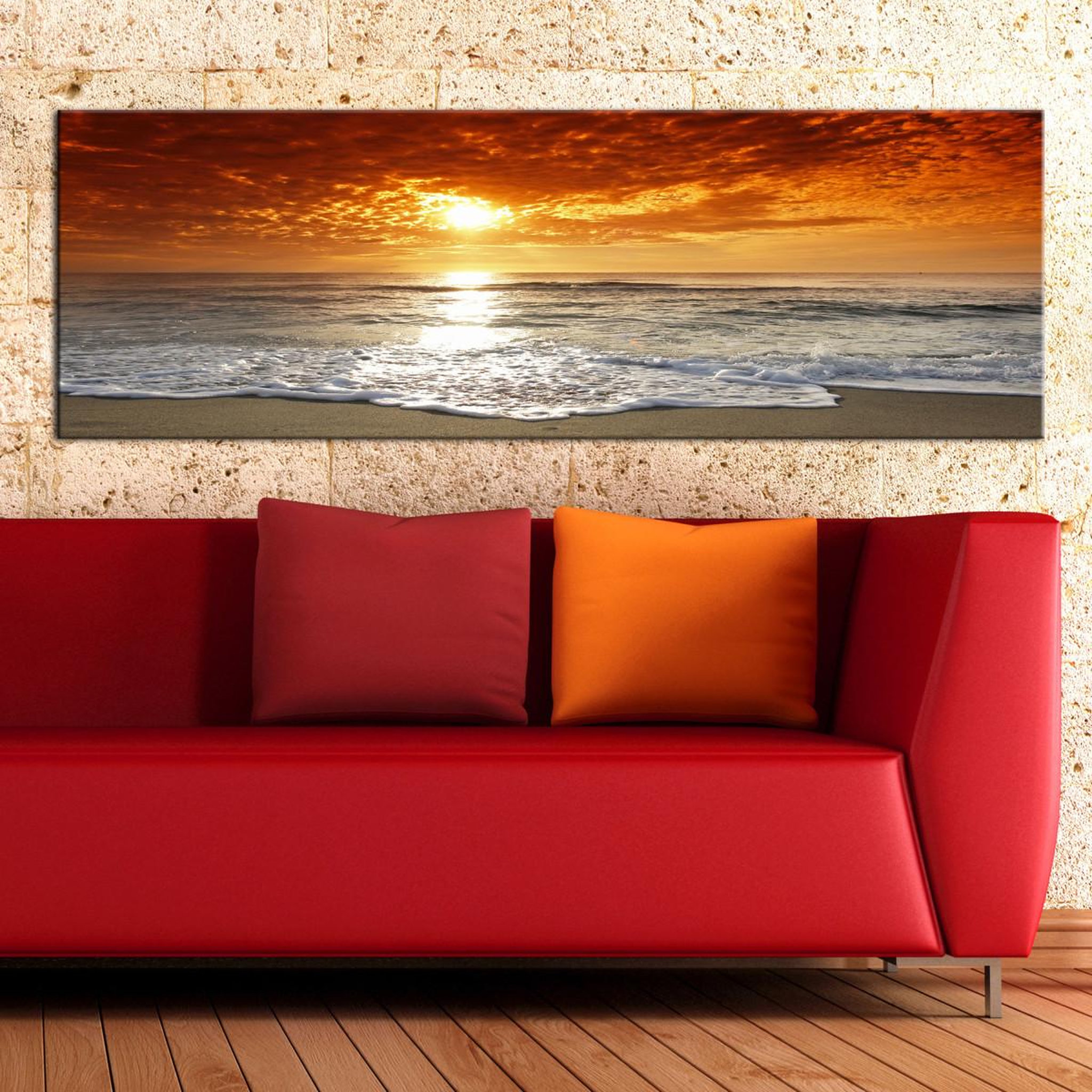 Voir la diapositive 2 : Paris Prix Tableau imprimé  romantic sunset  45x135cm