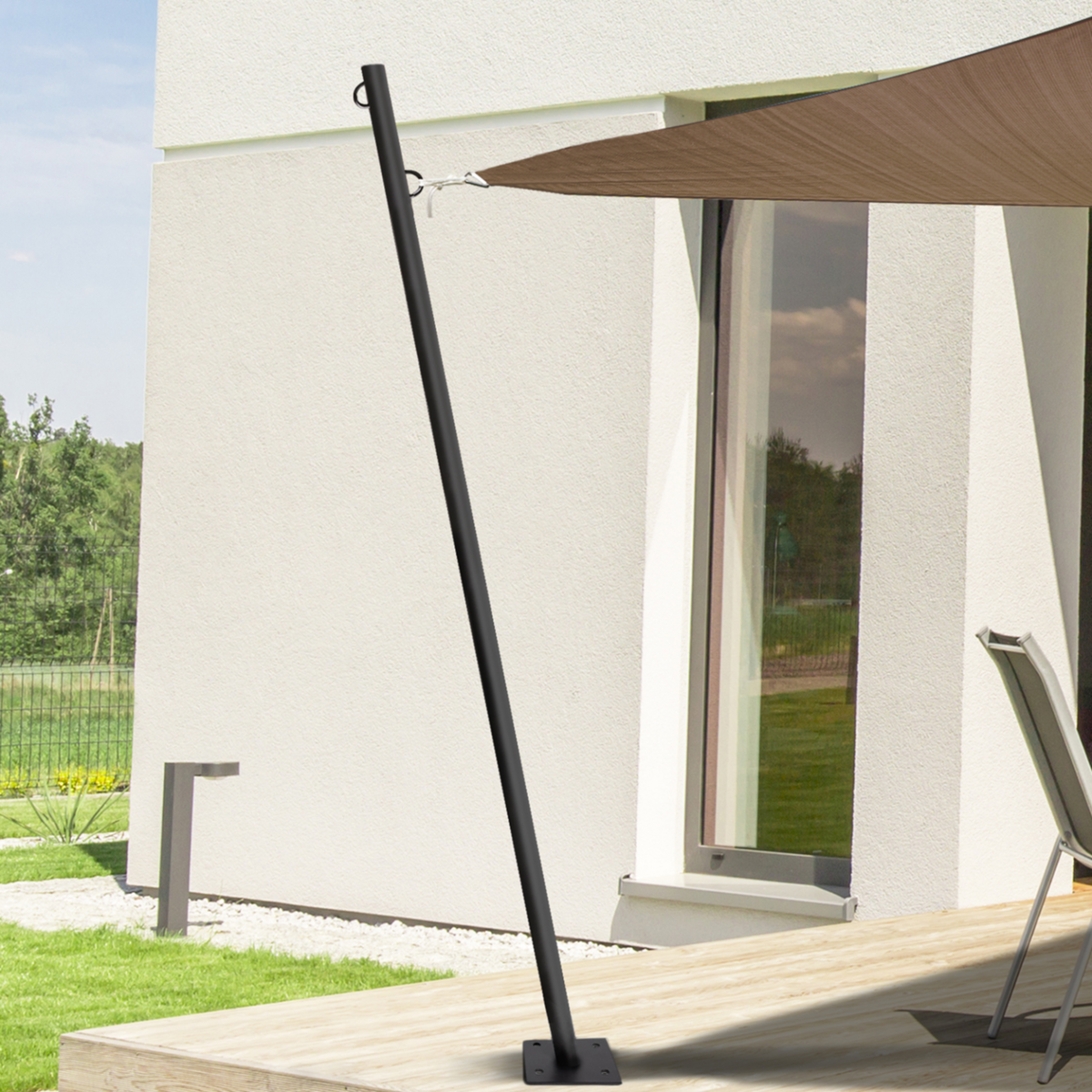 ID MARKET Lot de 2 mâts de fixation pour voile d'ombrage H.220 CM poteaux et bases acier