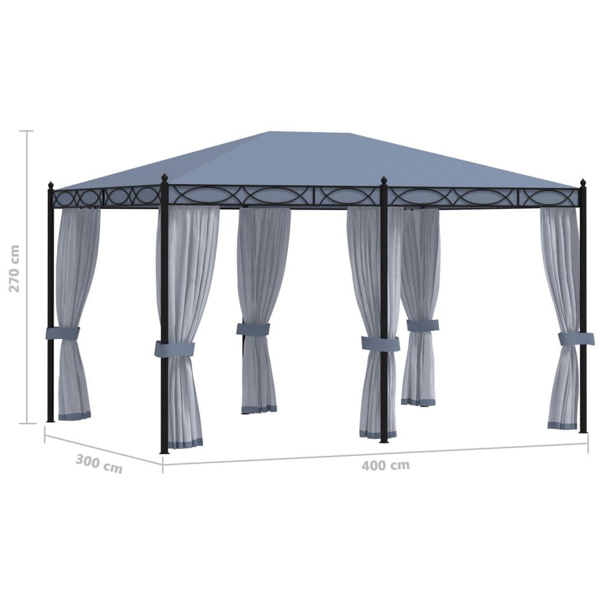 Voir la diapositive 6 : VIDAXL Tonnelle avec moustiquaire 3x4 m anthracite acier