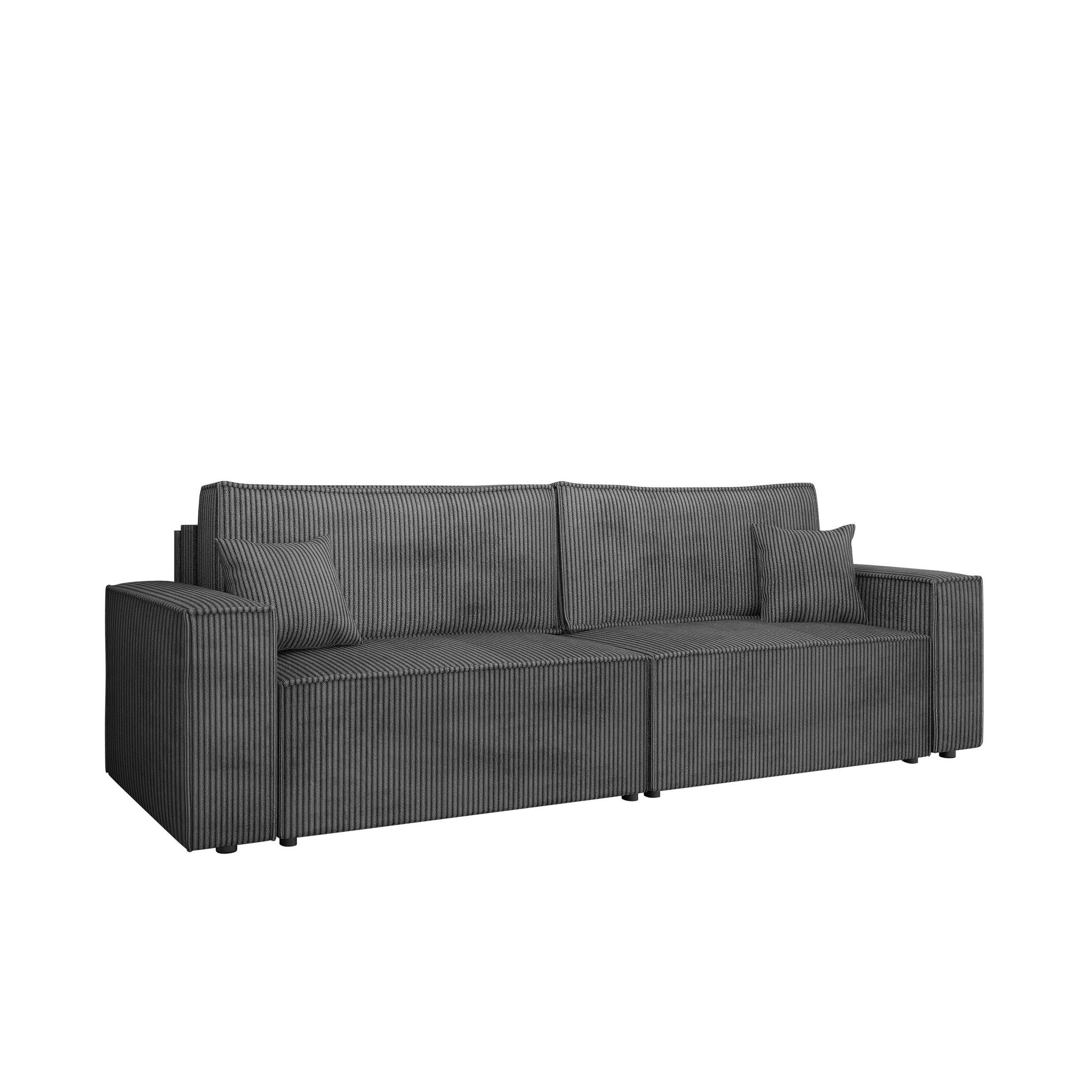 Voir la diapositive 2 : BEST MOBILIER Cezanne - canapé droit 3 places convertible avec coffre en velours côtelé