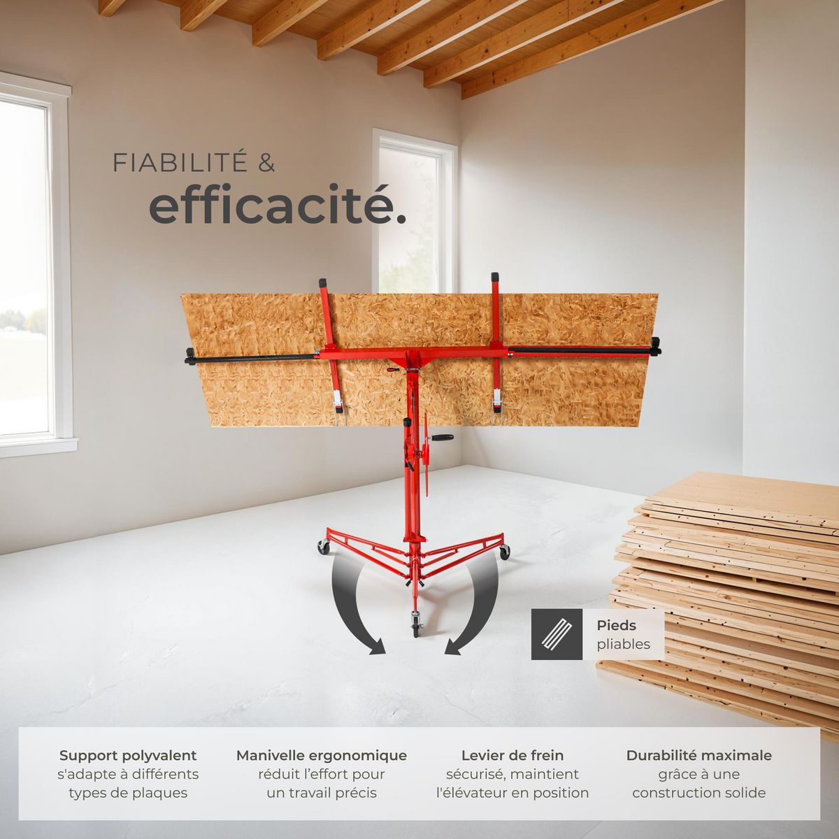 tectake Lève-plaque peut s'utiliser seul rouge